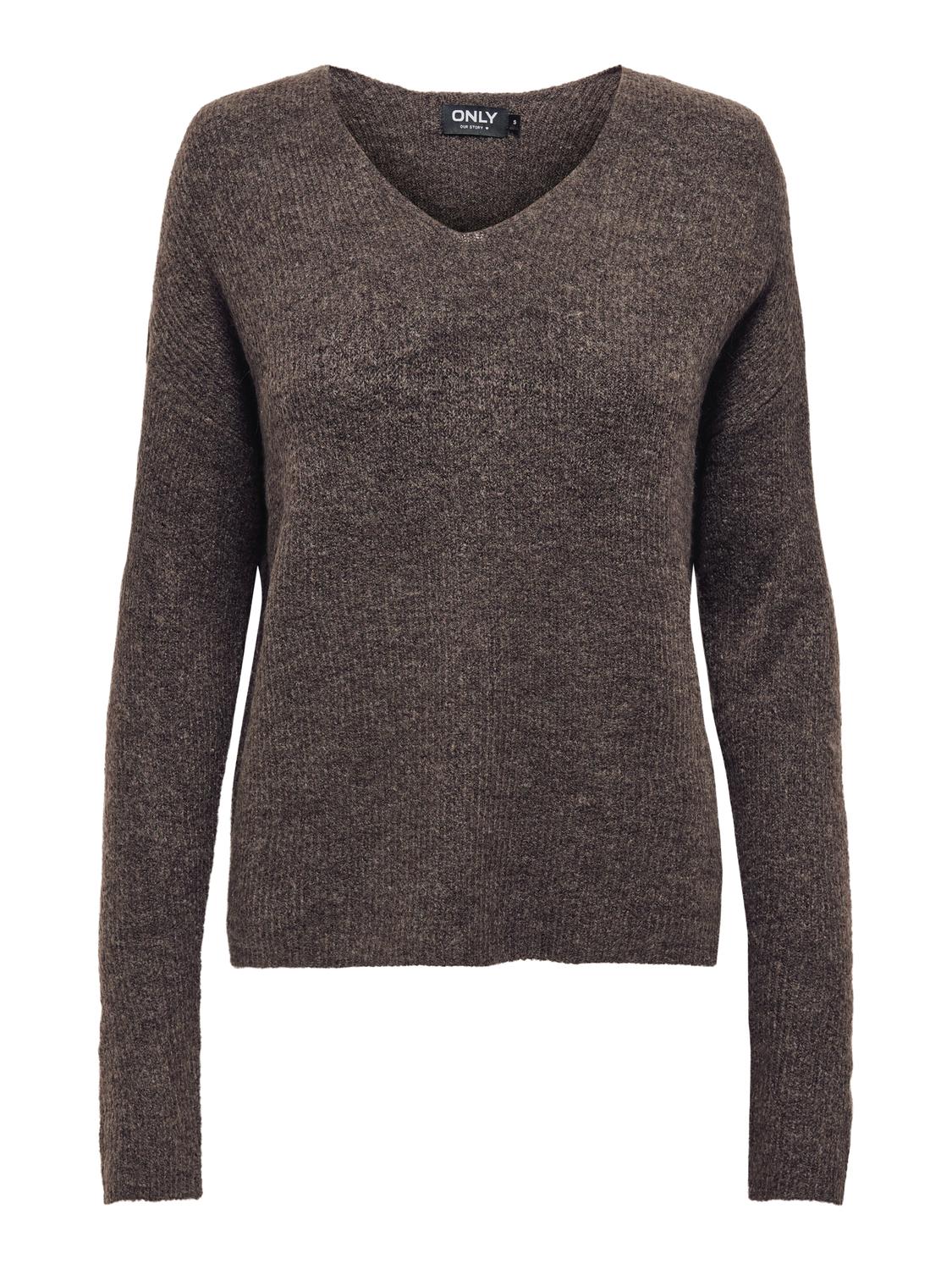 Onlcamilla V-Neck L/s Pullover Knt Noos Mørkegrå