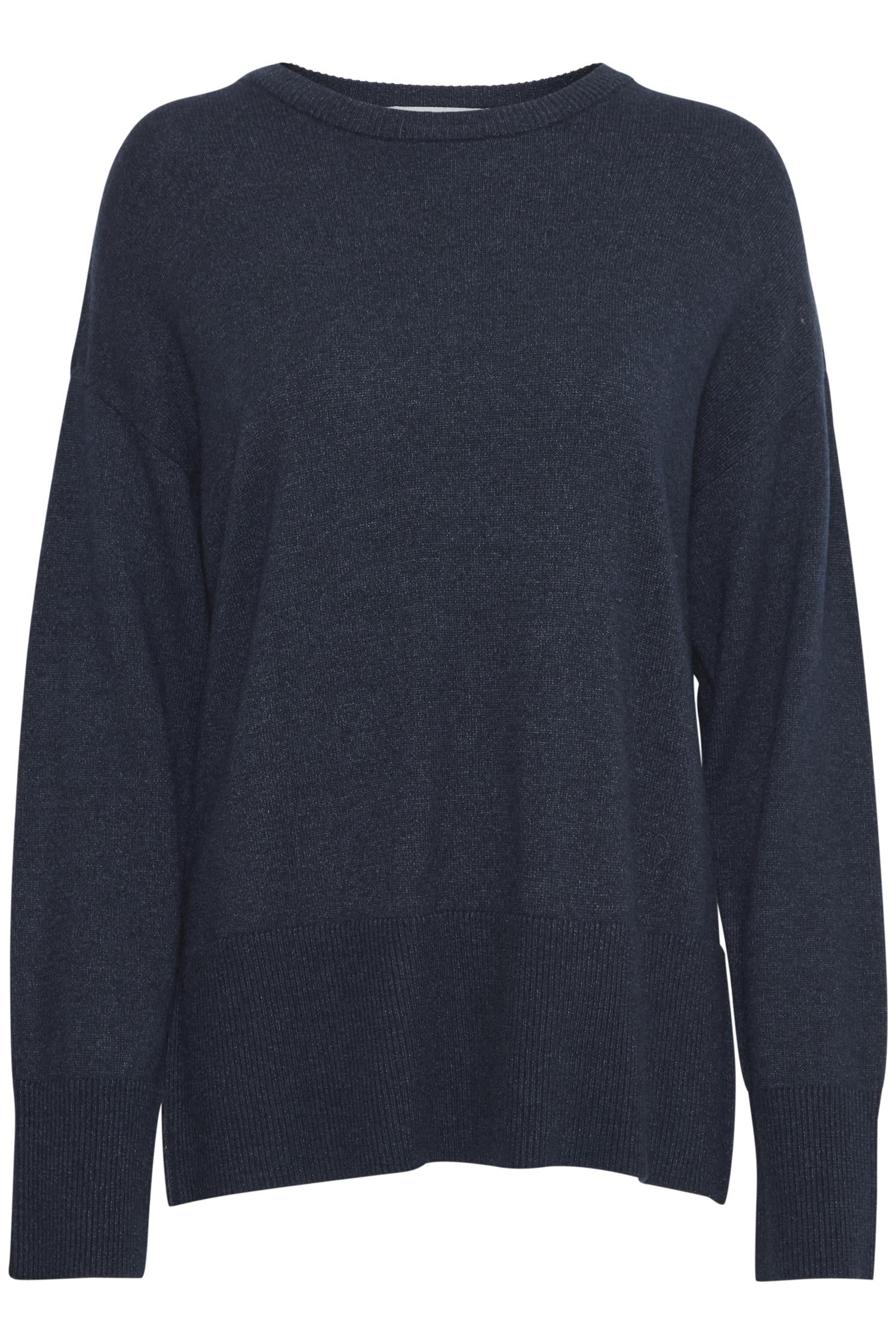 Pzsteffi Oneck Pullover Dark Sapphire Melange