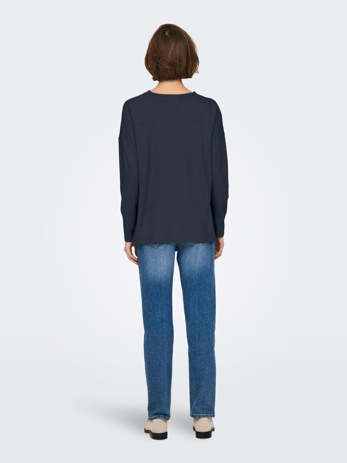 Onlamalio Life Ls V-Neck Knt Mellomblå