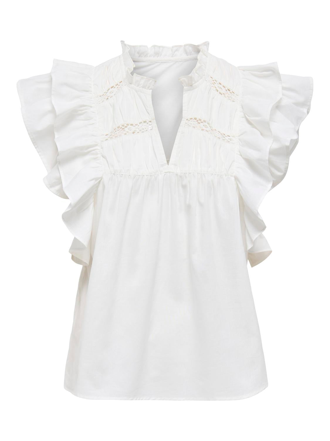 ONLSUNNY LIFE CAPSL FRILL TOP NOOS Hvit