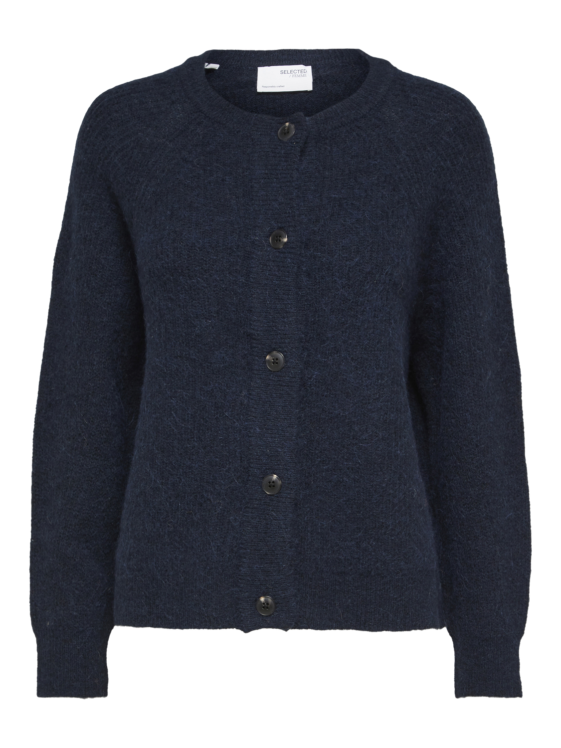 Slflulu Ls Knit Short Cardigan Noos Mørkeblå