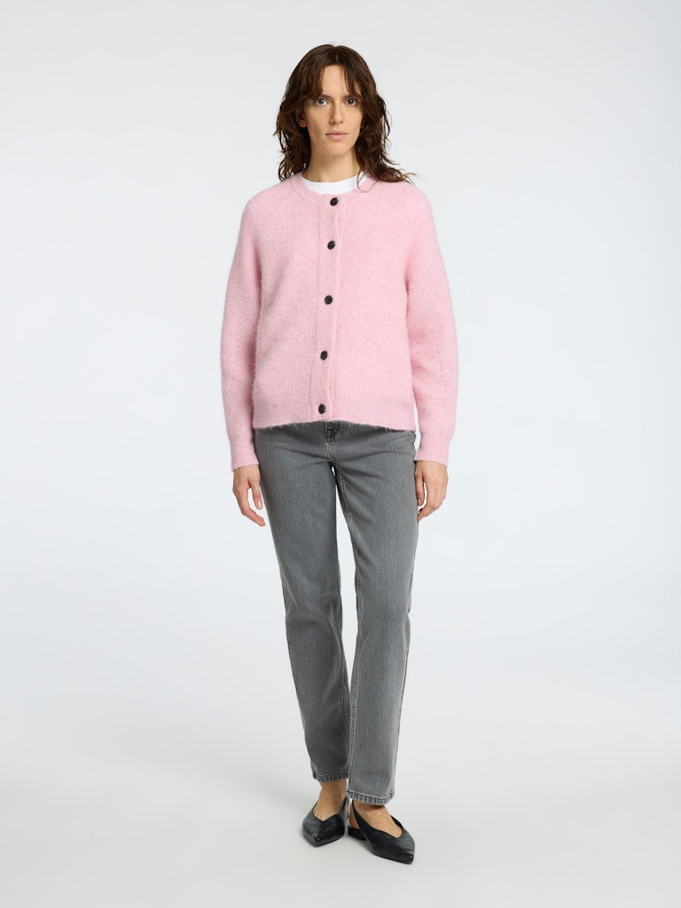 SLFLULU LS KNIT SHORT CARDIGAN B NOOS Lys Rosa