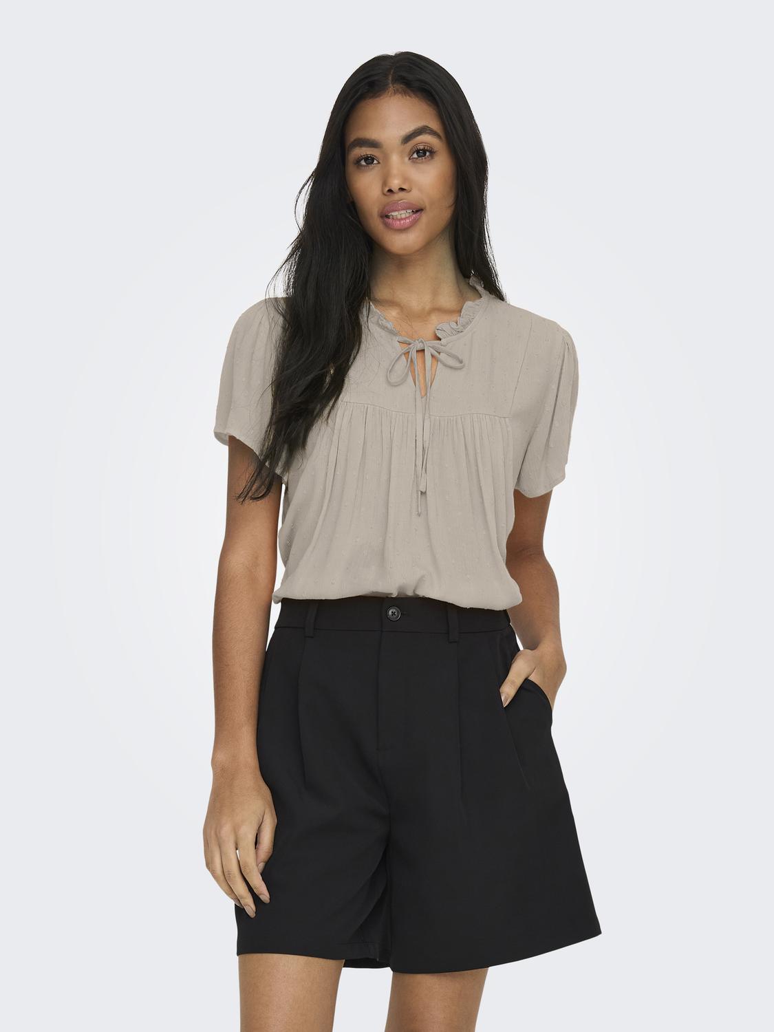 JDYLIMA LIFE S/S TOP WVN NOOS Lysegrå