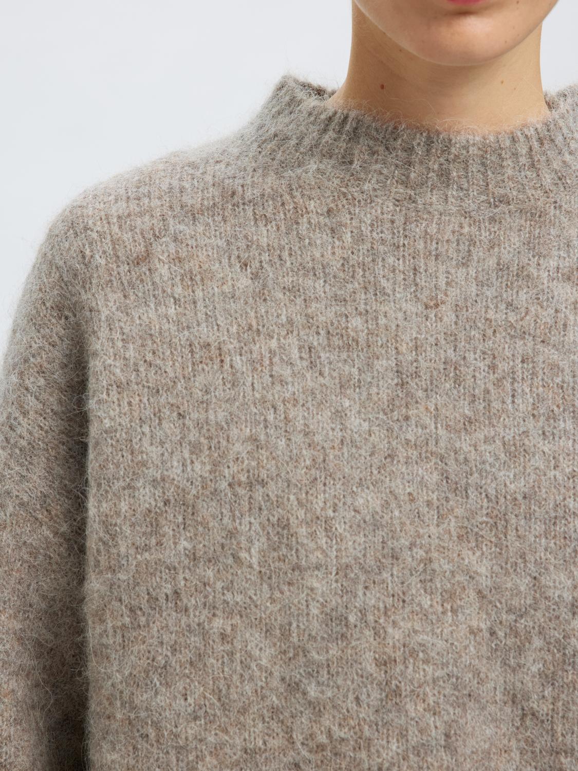 Slfgabriella Ls Knit New O-Neck Noos Mørkegrå