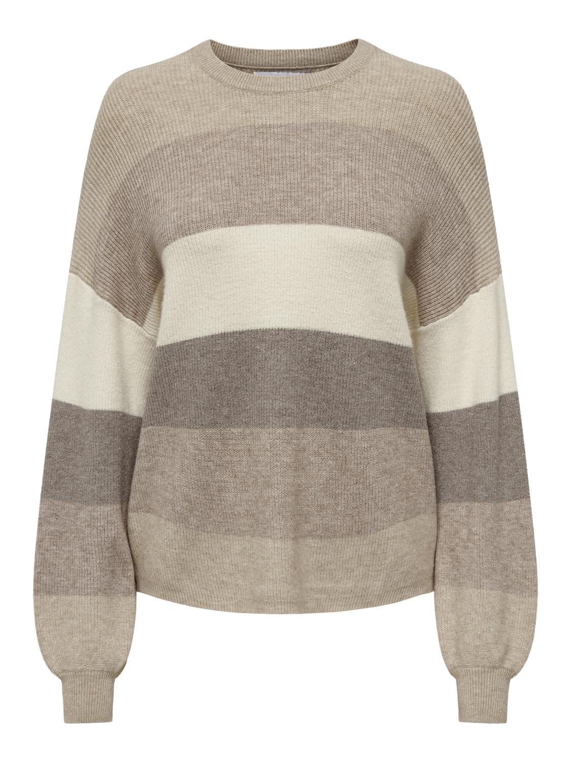 Onlatia L/s Stripe Pullov Knt Noos Lysegrå