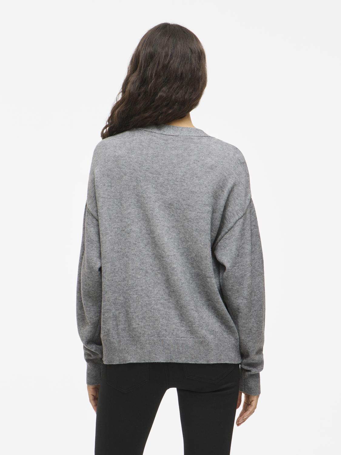 Viril V-Neck Knit Cardigan - Noos Mellomgrå
