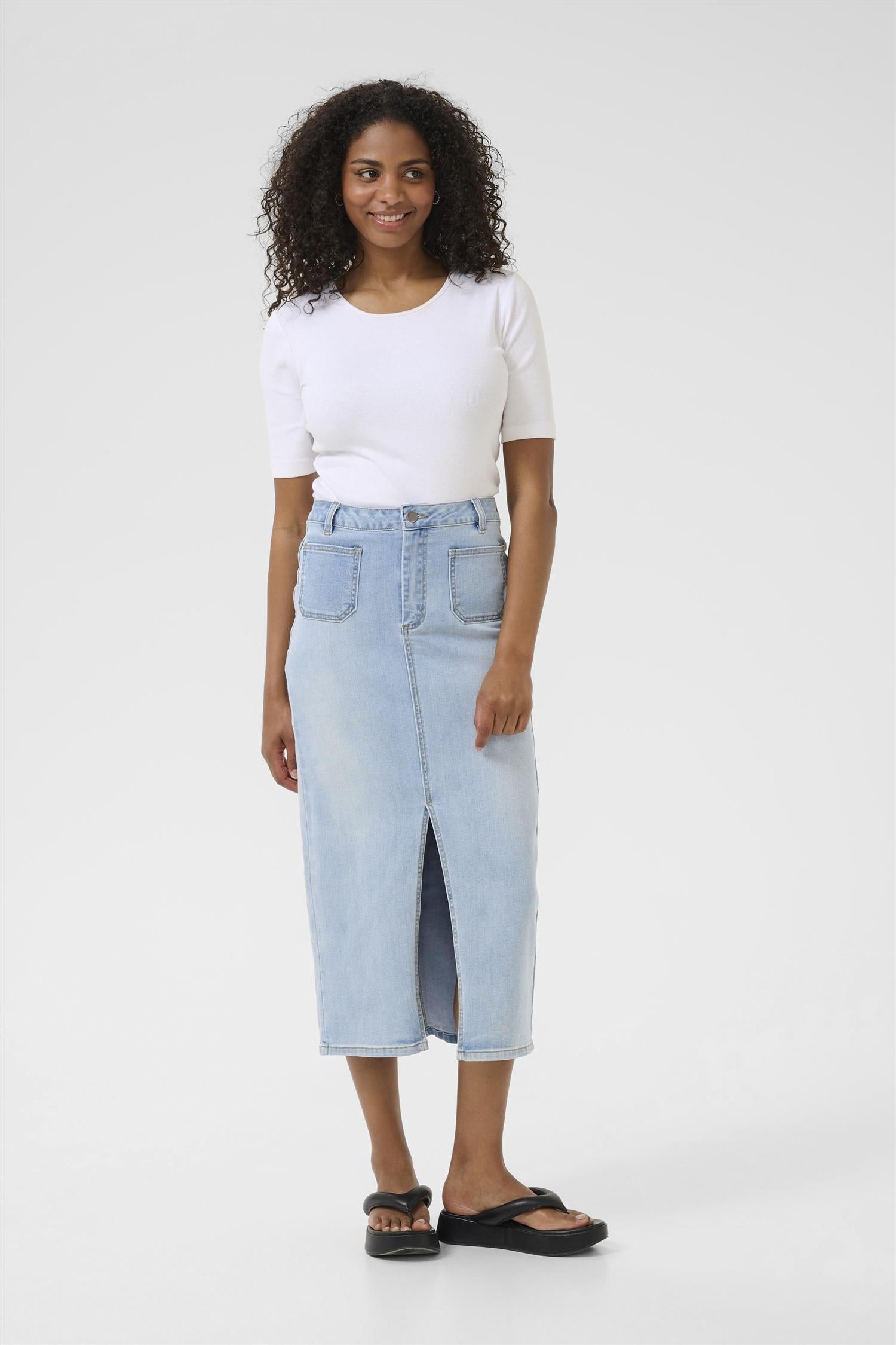 KAkarla Denim Skirt Light Blue Washed Denim