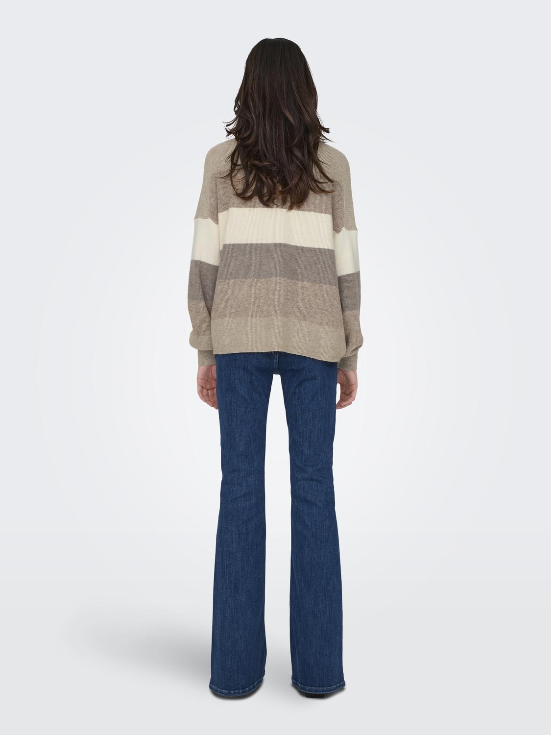 Onlatia L/s Stripe Pullov Knt Noos Lysegrå