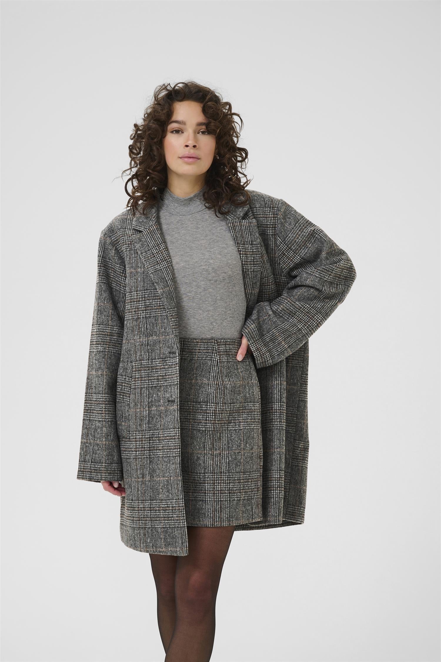 Kavivian Pencil Skirt Grey Prince Of Wales Check