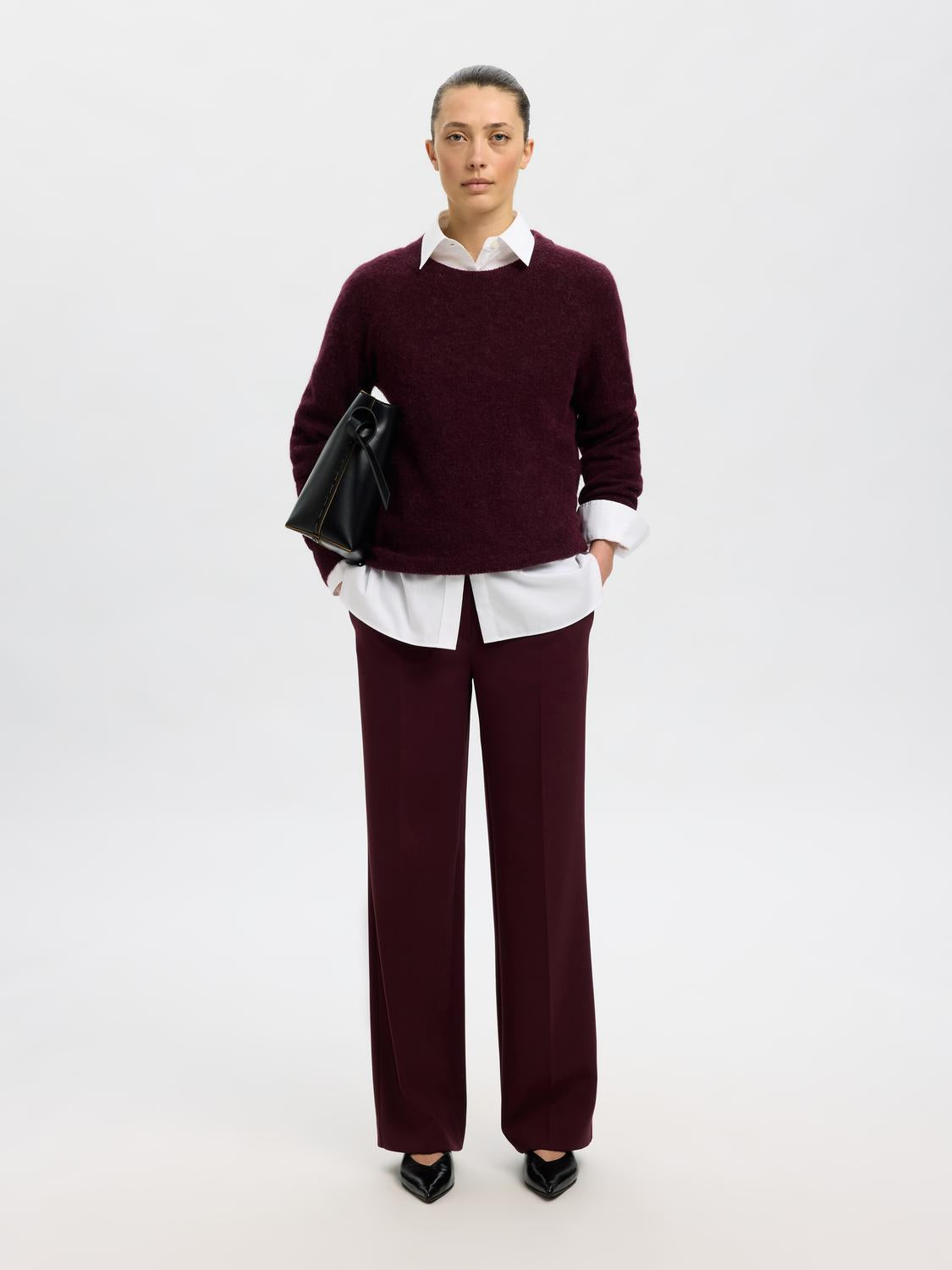 Slflulu Ls Knit O-Neck Noos Mørkelilla