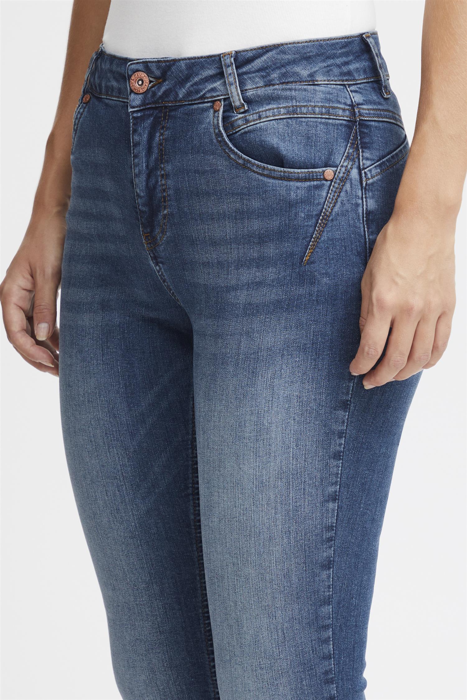 Pzcarmen Hw Jeans Skinny Leg Medium Blue Denim