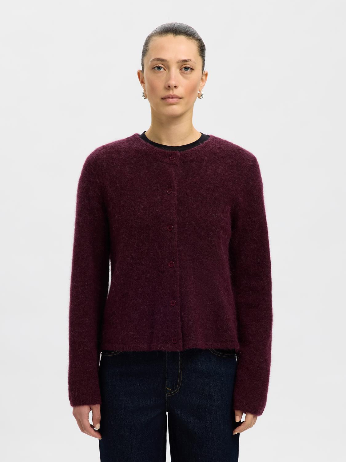 Slflulu New Ls Knit Cardigan Noos Mørkelilla