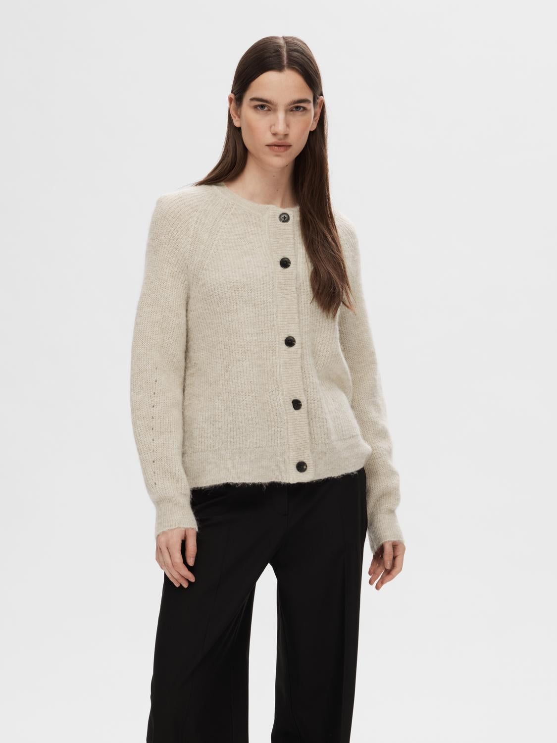 Slflulu Ls Knit Short Cardigan Noos Lysegrå