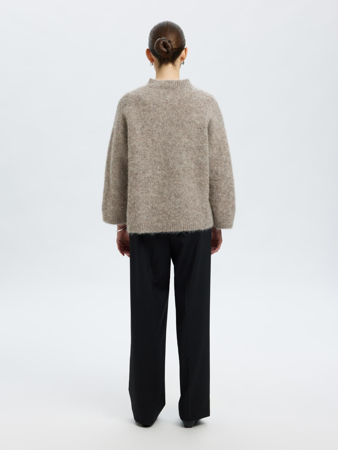 Slfgabriella Ls Knit New O-Neck Noos Mørkegrå