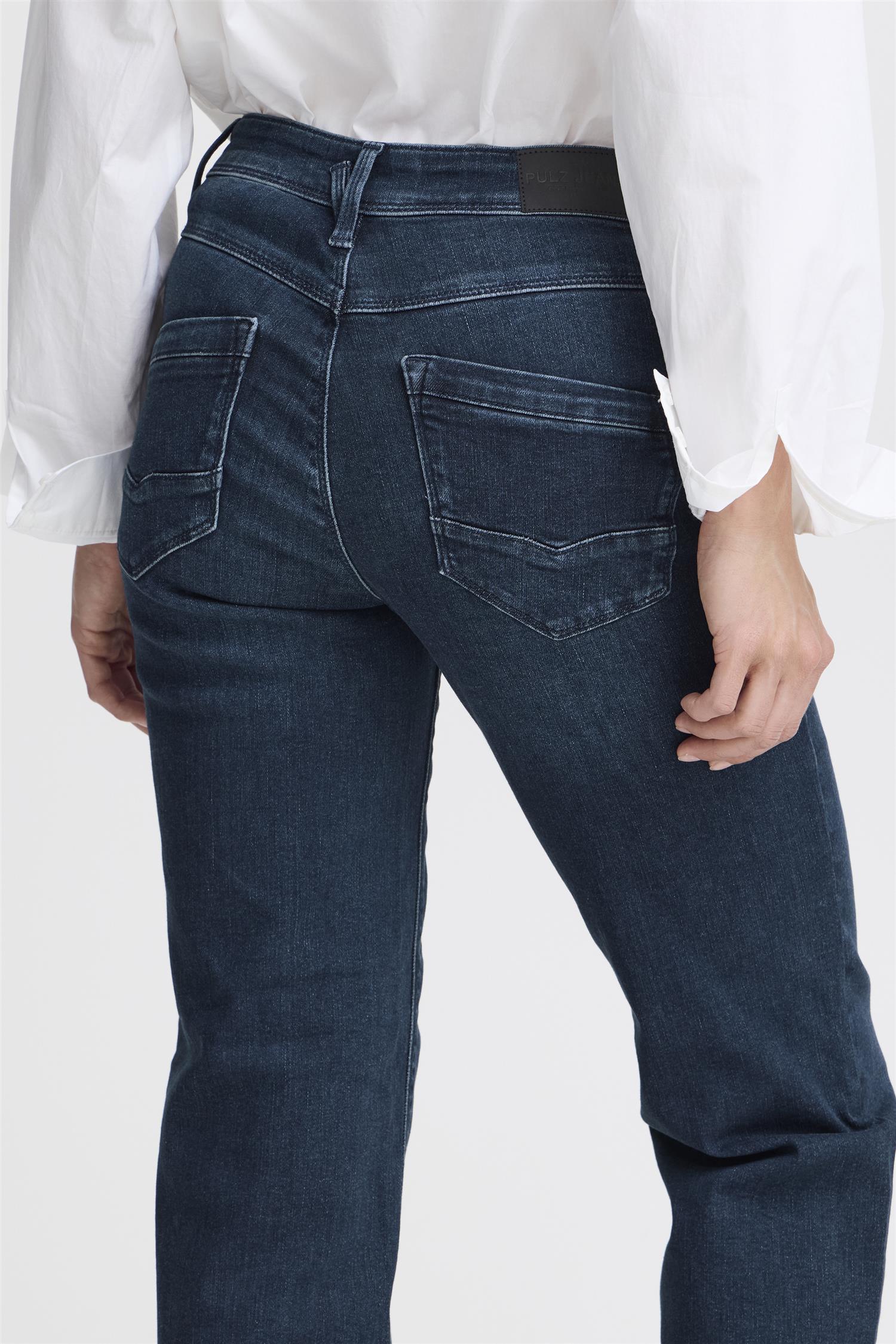 Pzkarolina Hw Jeans Straight Leg Dark Blue Denim