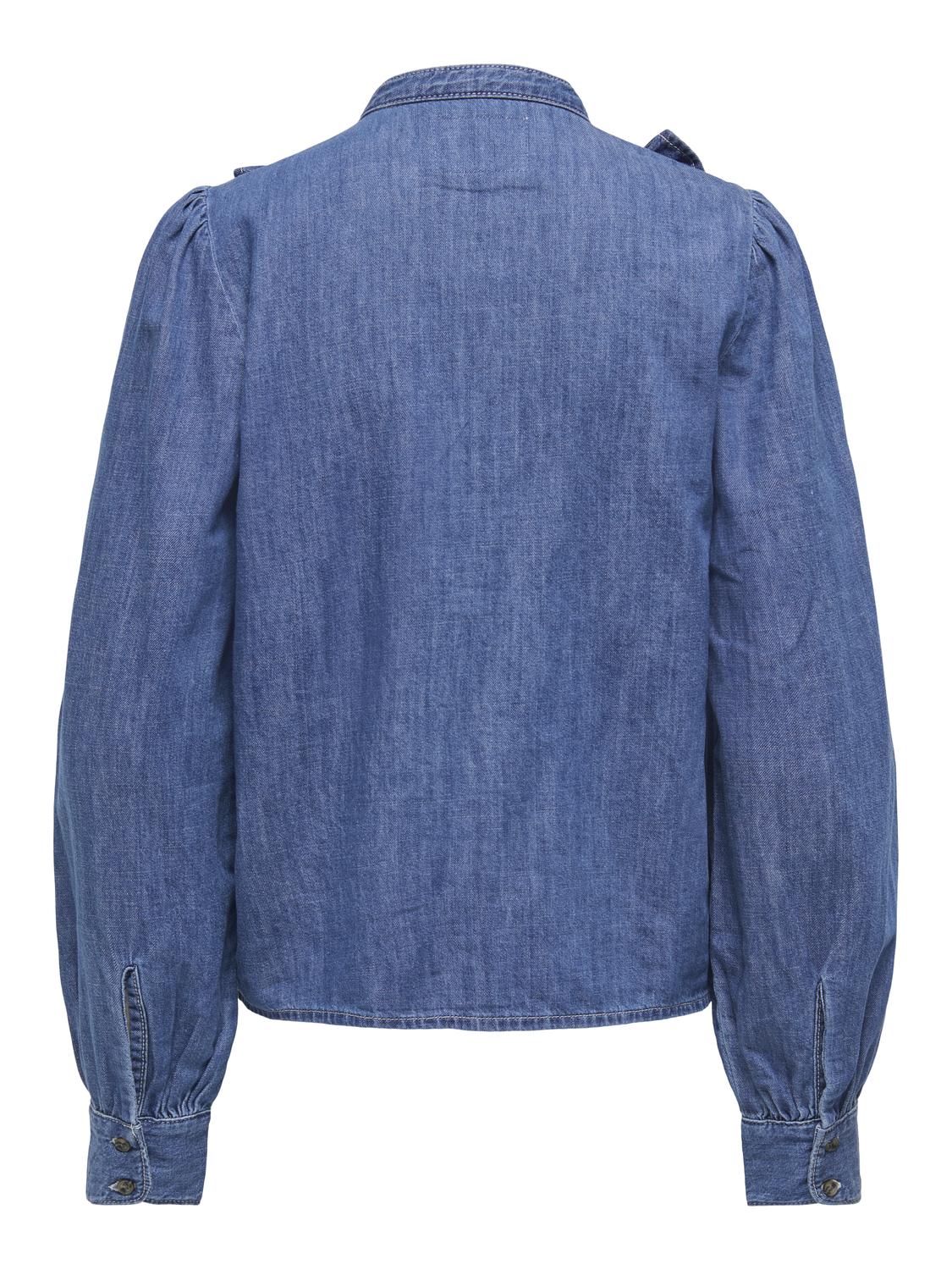 Onldasha-Sevigny L/s Frill Shirt Dnm Akm Mellomblå