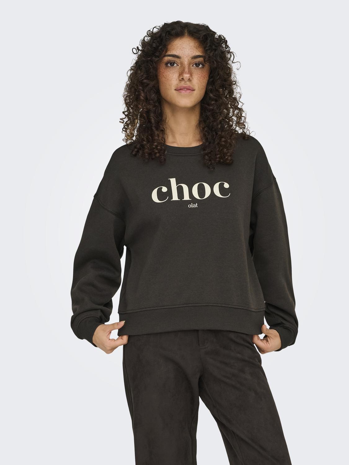 Onlbest L/s Print Crew Neck Swt Mørkebrun