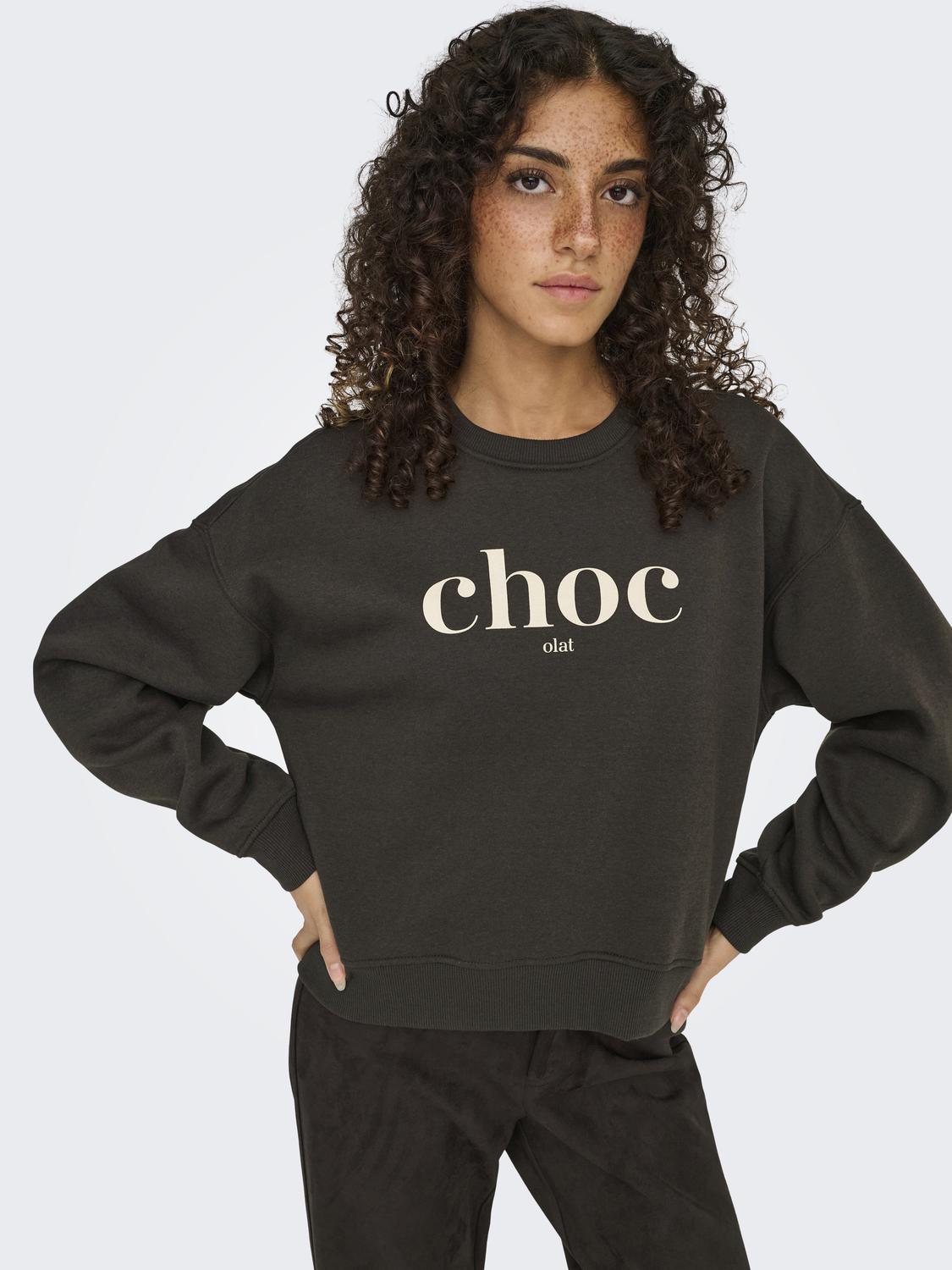 Onlbest L/s Print Crew Neck Swt Mørkebrun