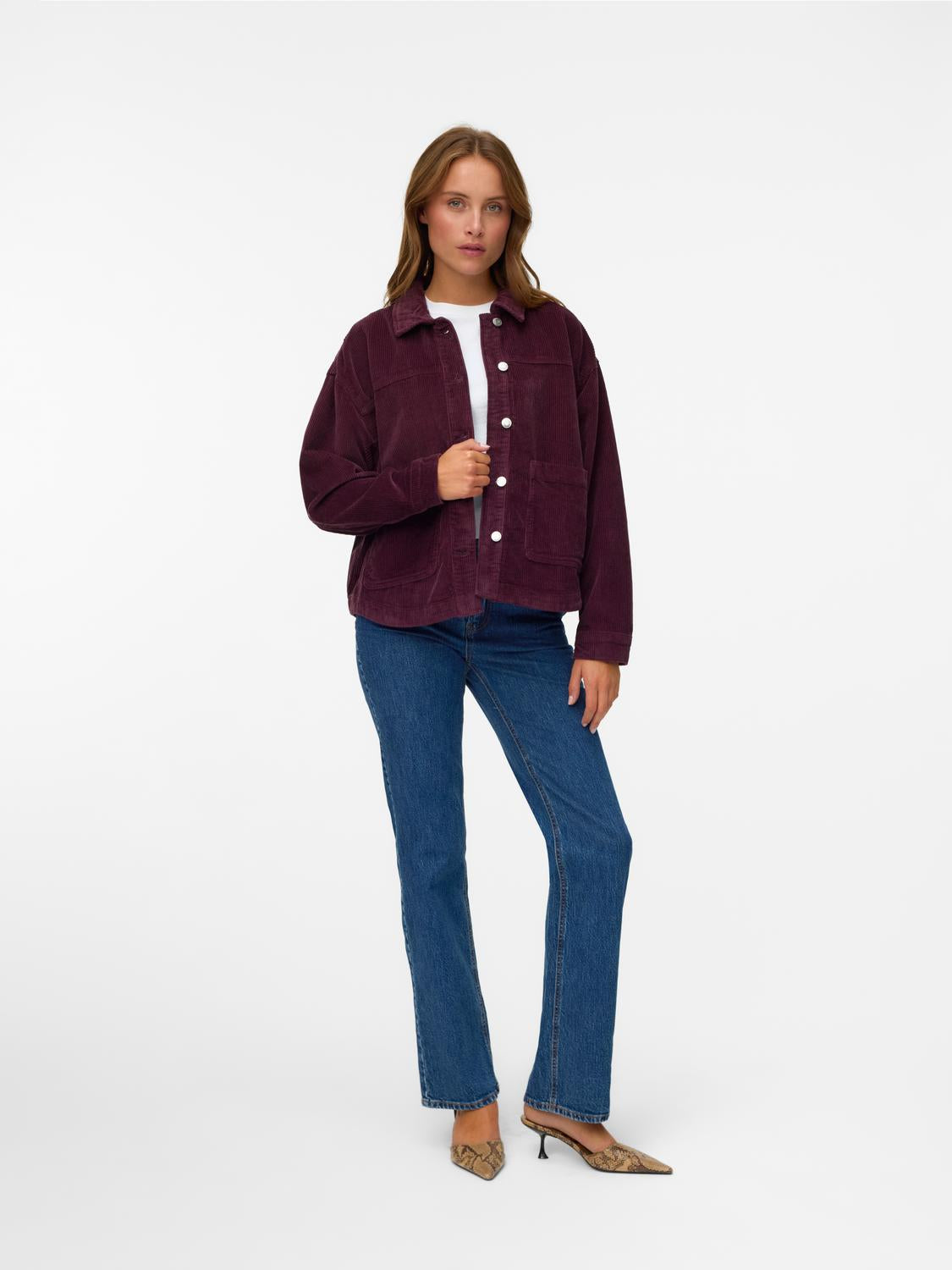 Vmjamie Ls Corduroy Shacket Mix Noos Mørkelilla