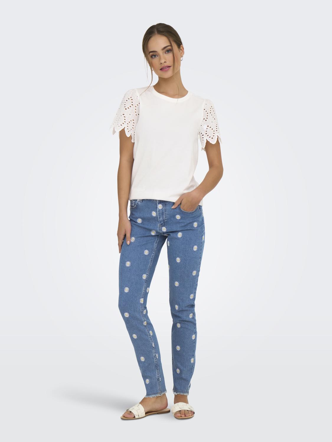 ONLEBBA LIFE S/S LACE TOP JRS Hvit
