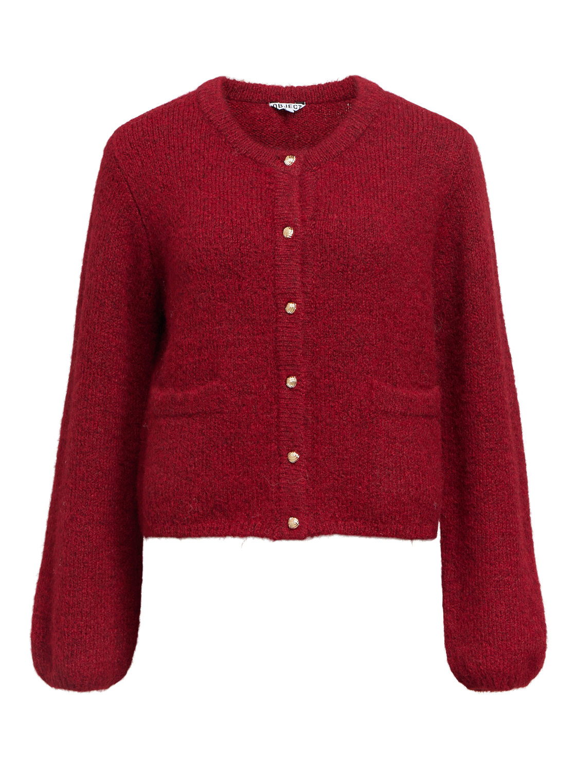 Objsaggia Re L/s Knit Cardigan Noos Mørkerød