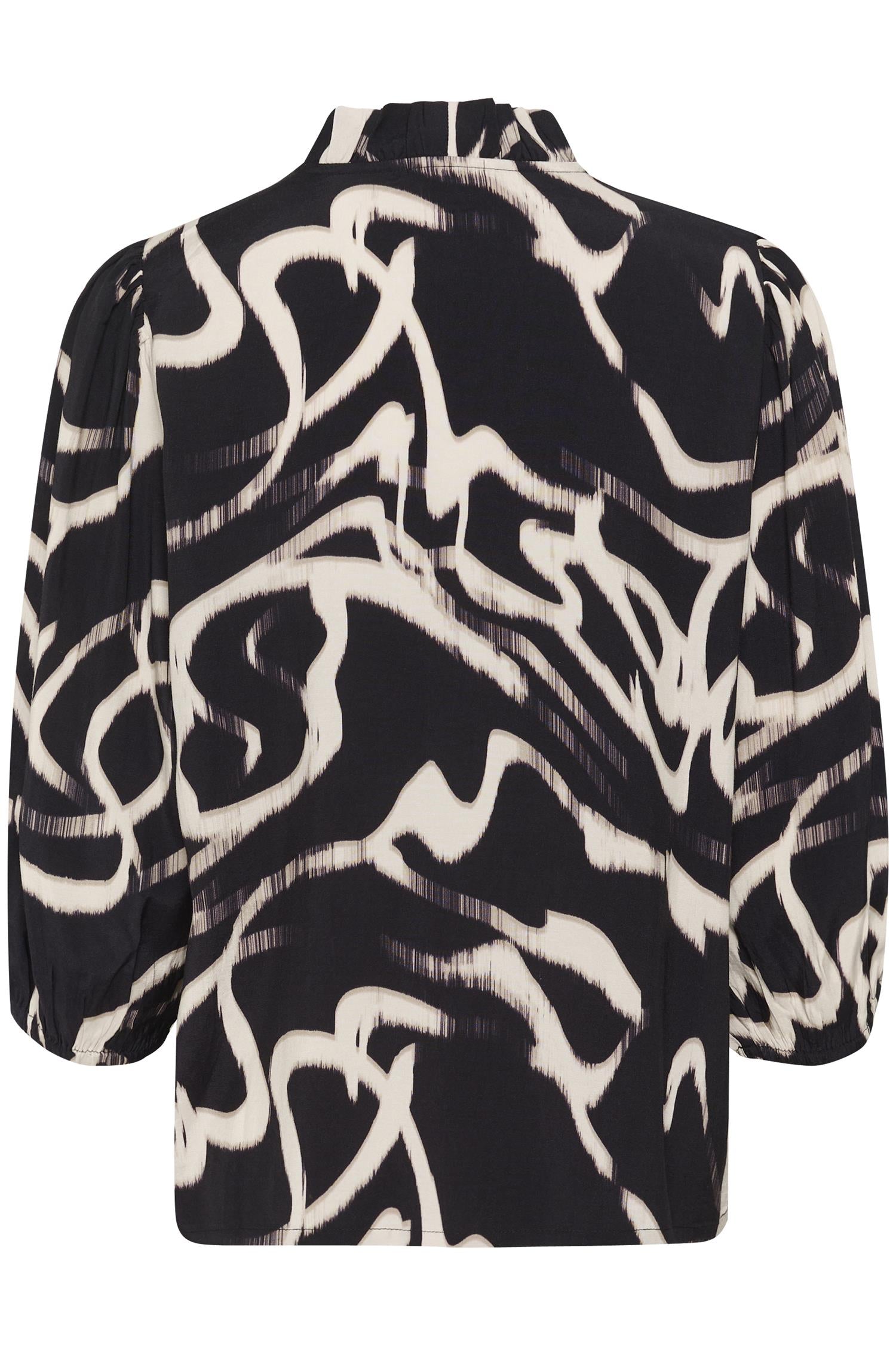 Kamartha Frill Blouse Black/Nature Organic Lines