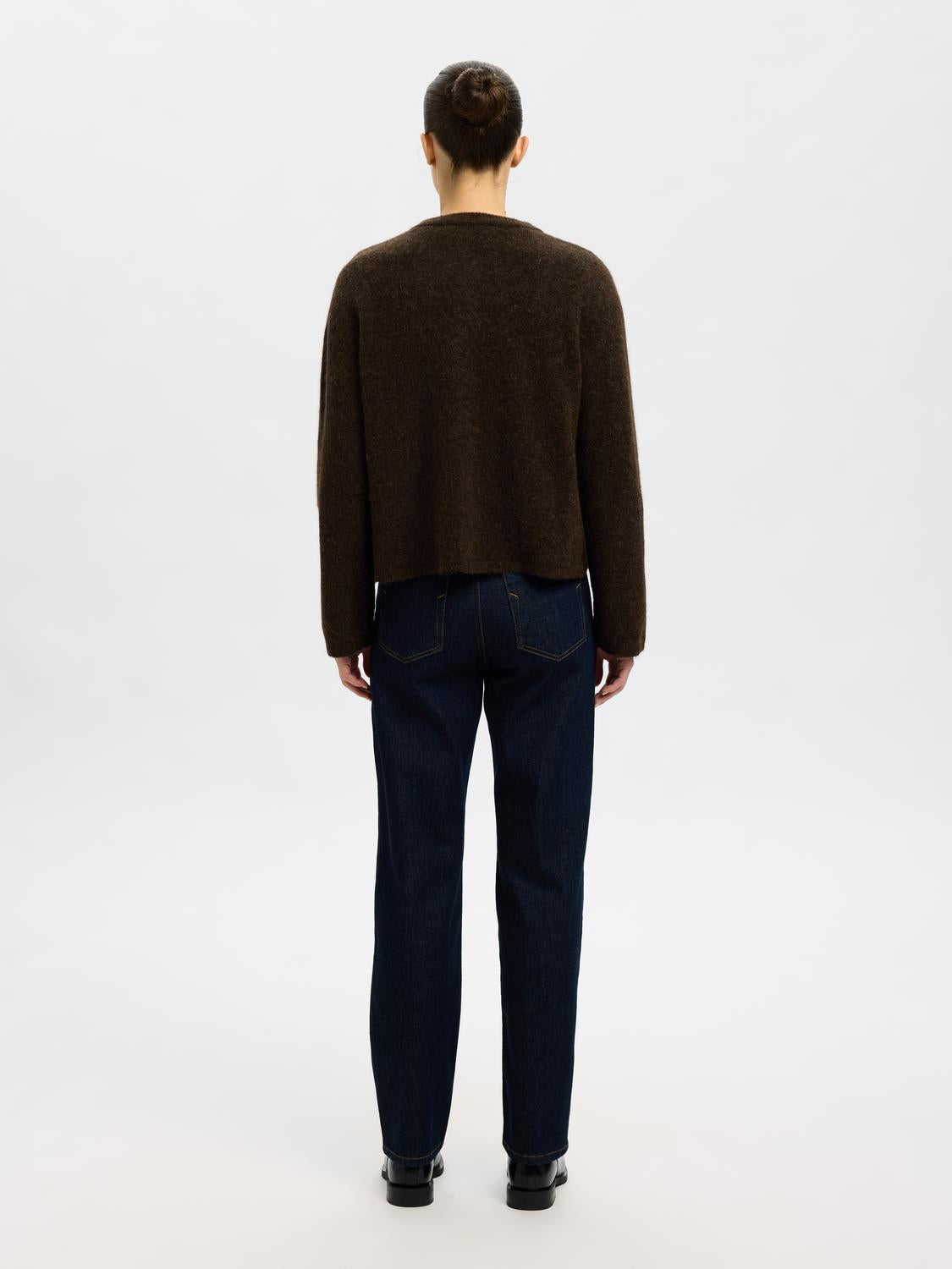 Slflulu New Ls Knit Cardigan Noos Mørkebrun