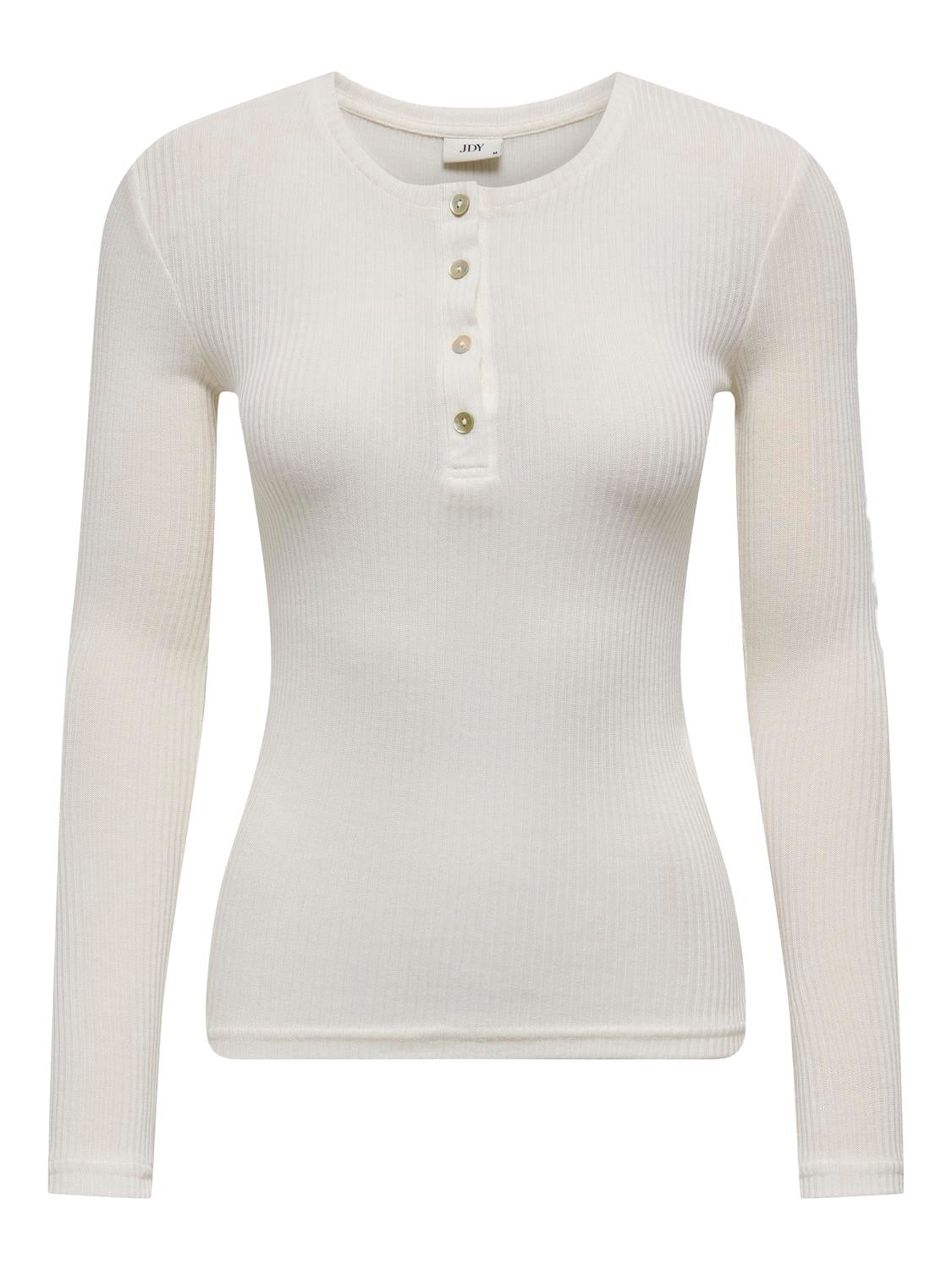JDYSUMA RIB L/S WOOLBLEND PLCK TOP JRS Hvit