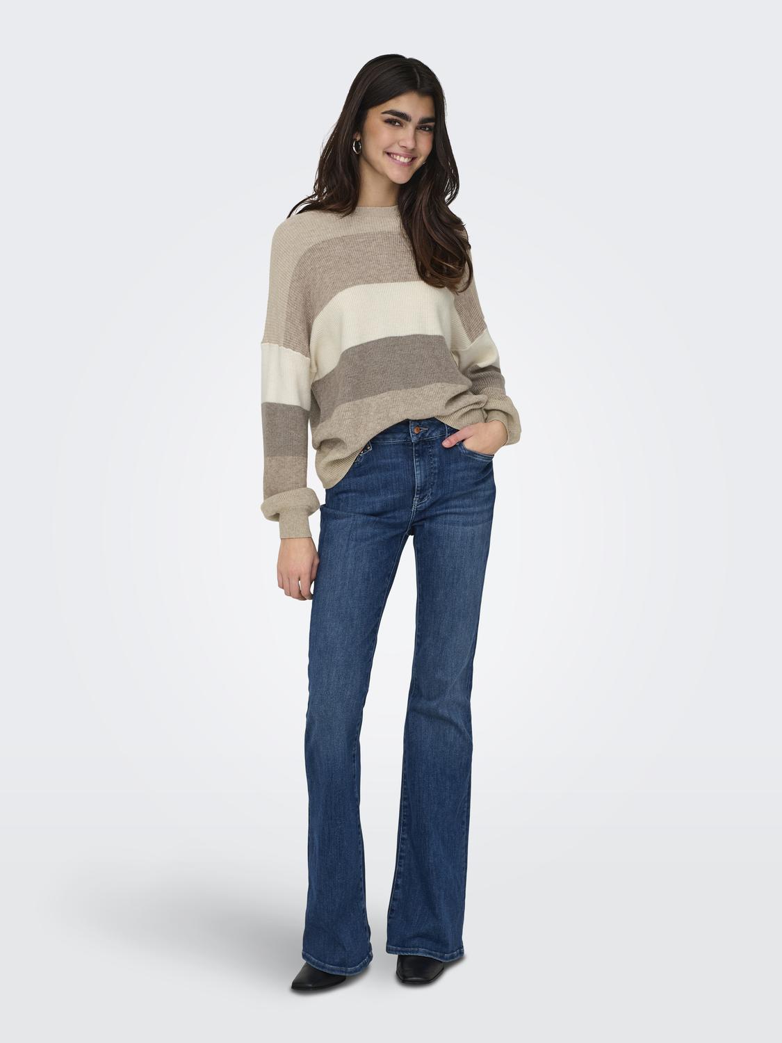 Onlatia L/s Stripe Pullov Knt Noos Lysegrå