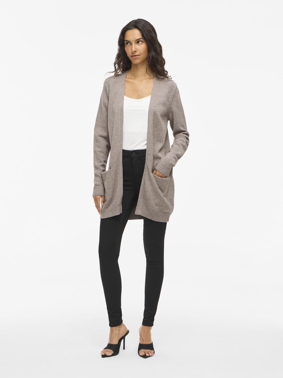 Viril Open L/s Knit Cardigan - Noos Mørkegrå