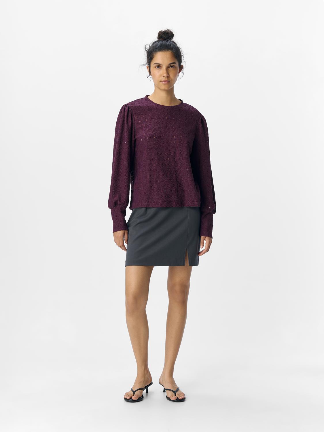 Objlaila L/s Re Top Noos Mørkelilla