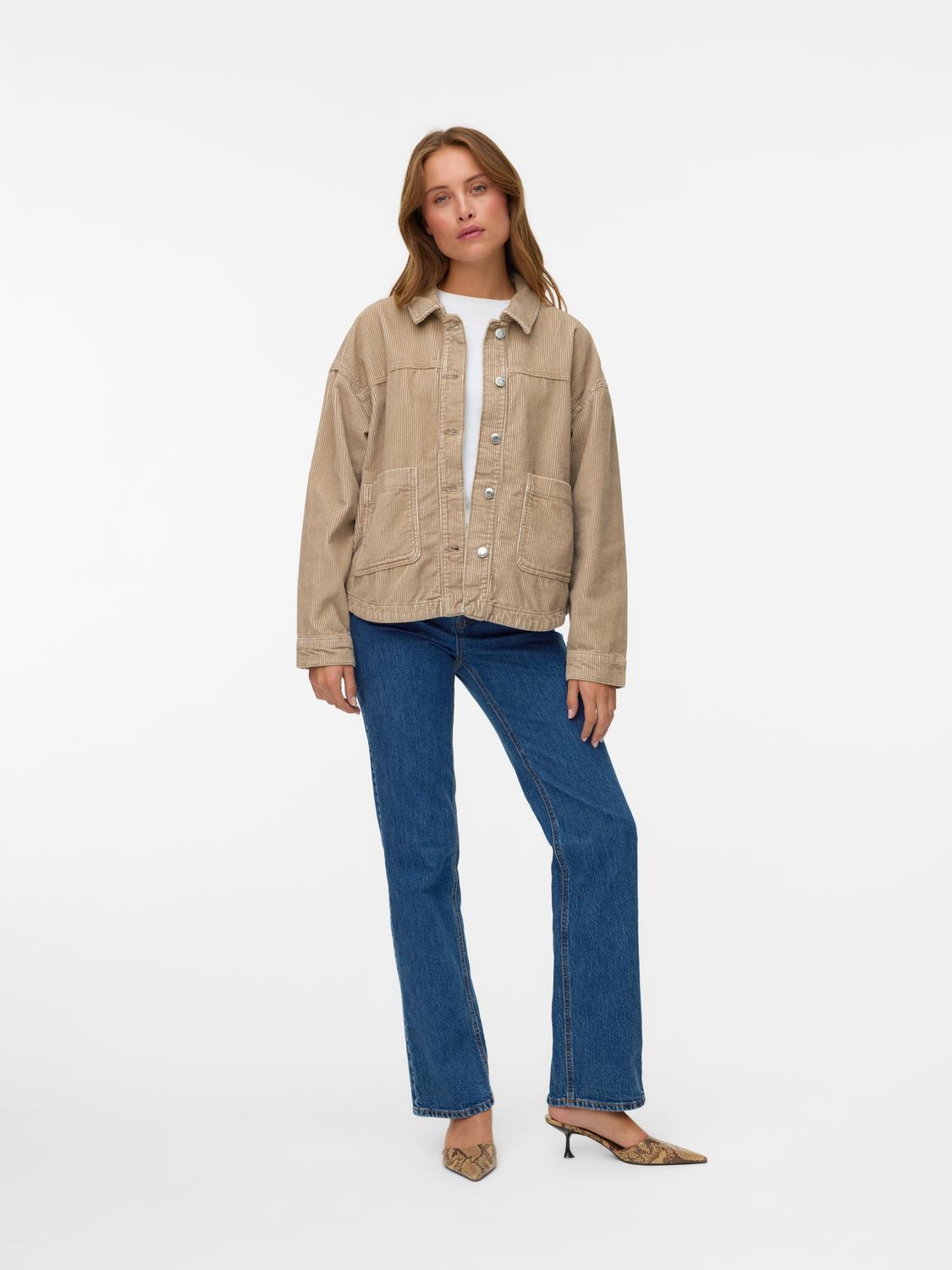 Vmjamie Ls Corduroy Shacket Mix Noos Lysebrun