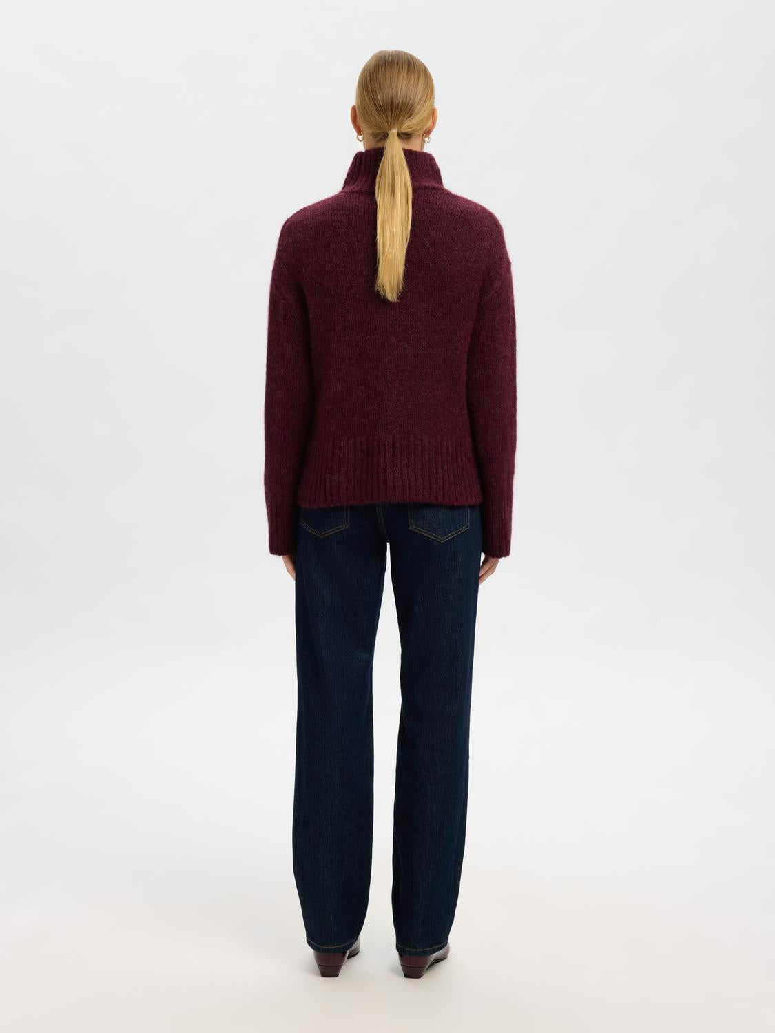 Slfgabriella Ls Knit High Neck Noos Mørkelilla