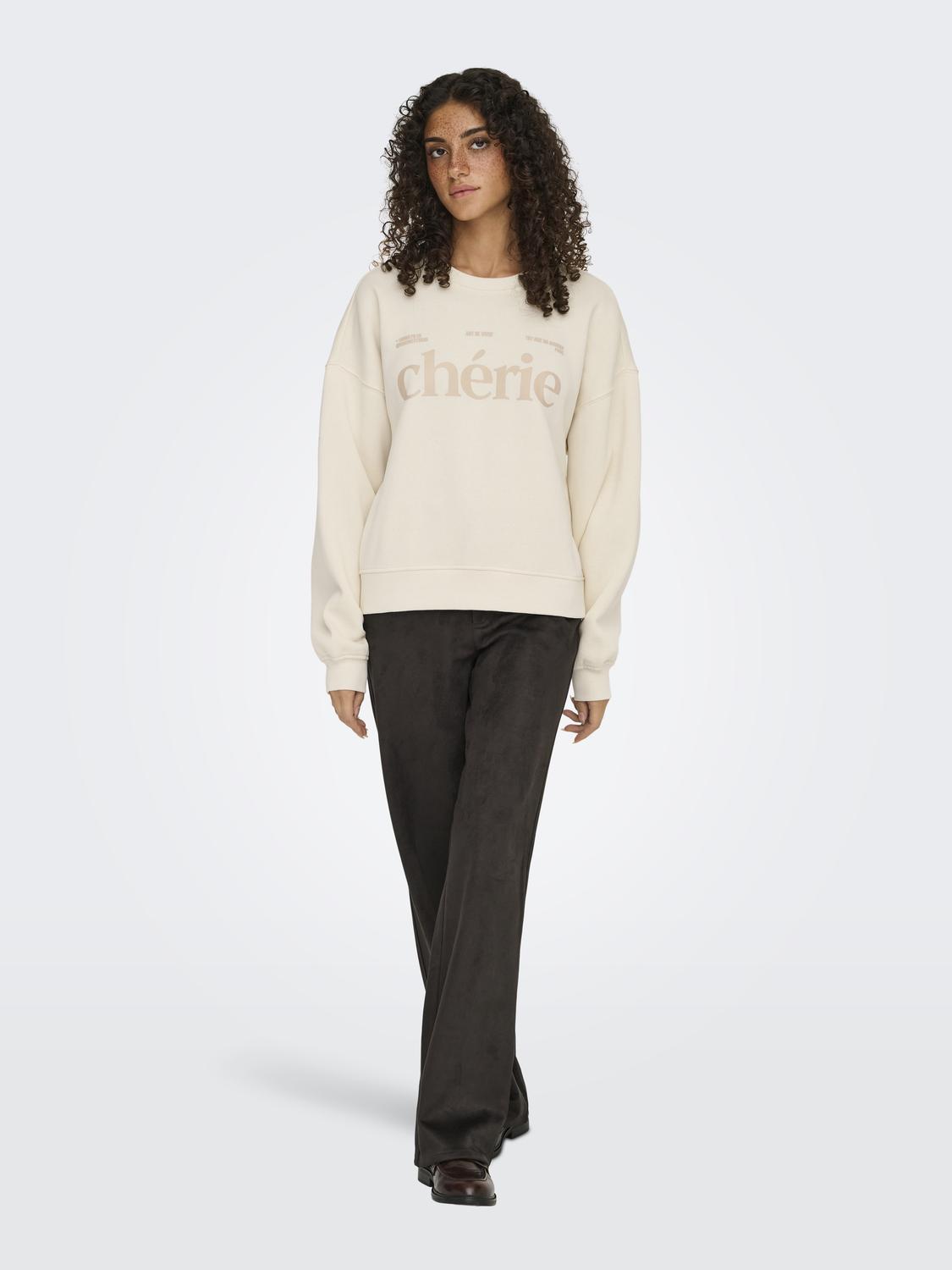 Onlbest L/s Print Crew Neck Swt Lys Beige