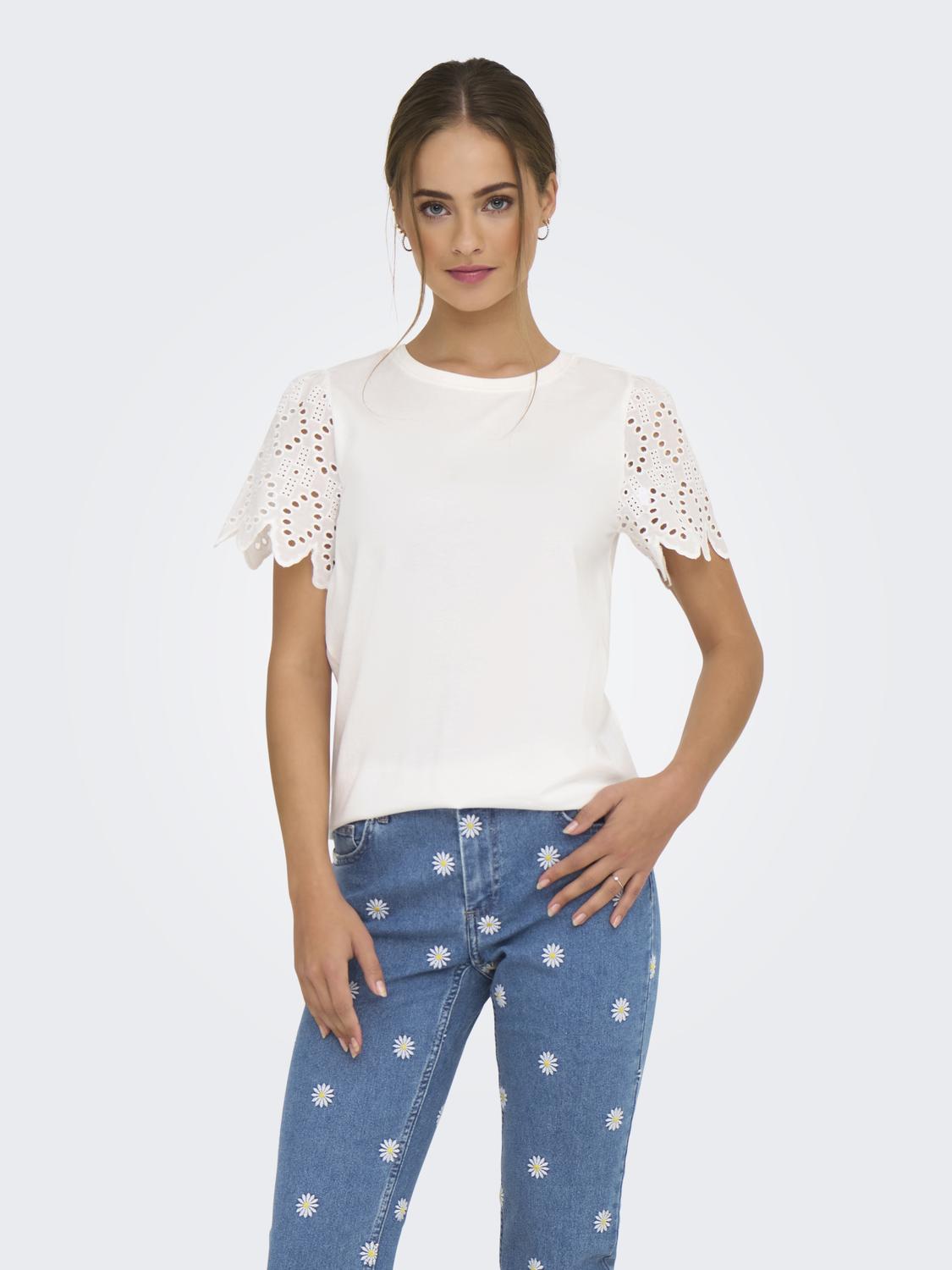 ONLEBBA LIFE S/S LACE TOP JRS Hvit