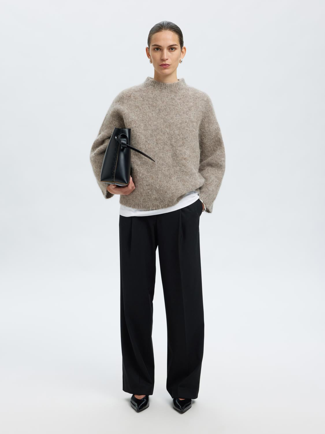 Slfgabriella Ls Knit New O-Neck Noos Mørkegrå