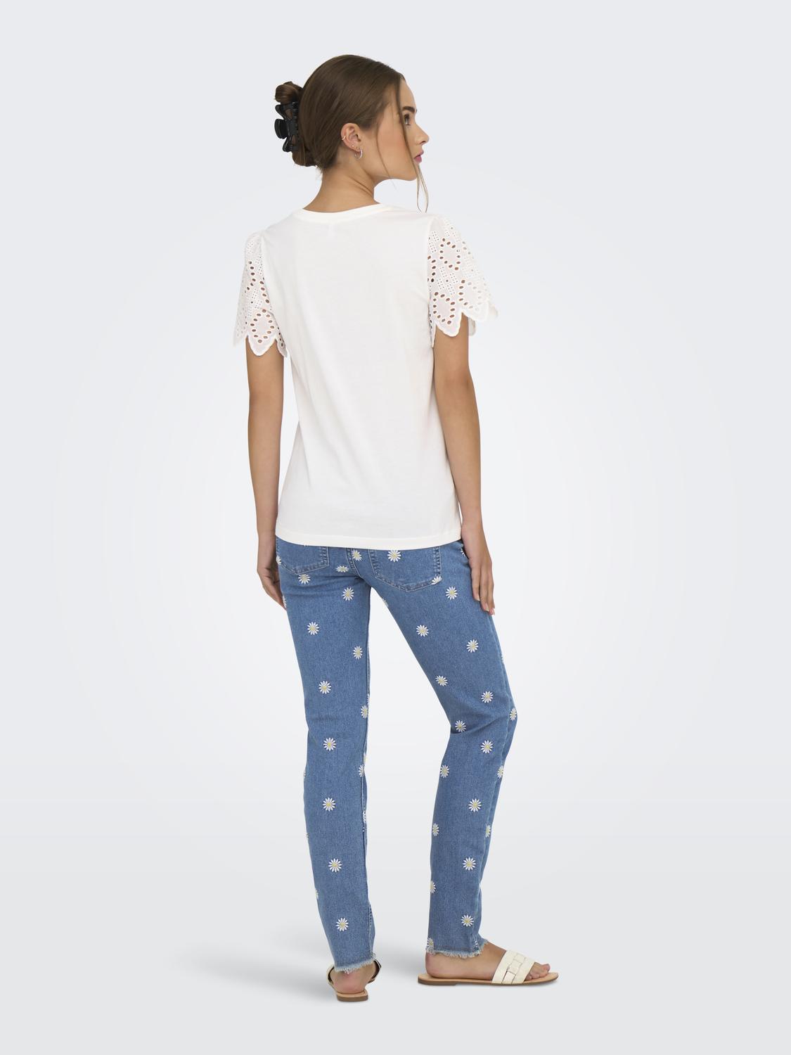 ONLEBBA LIFE S/S LACE TOP JRS Hvit