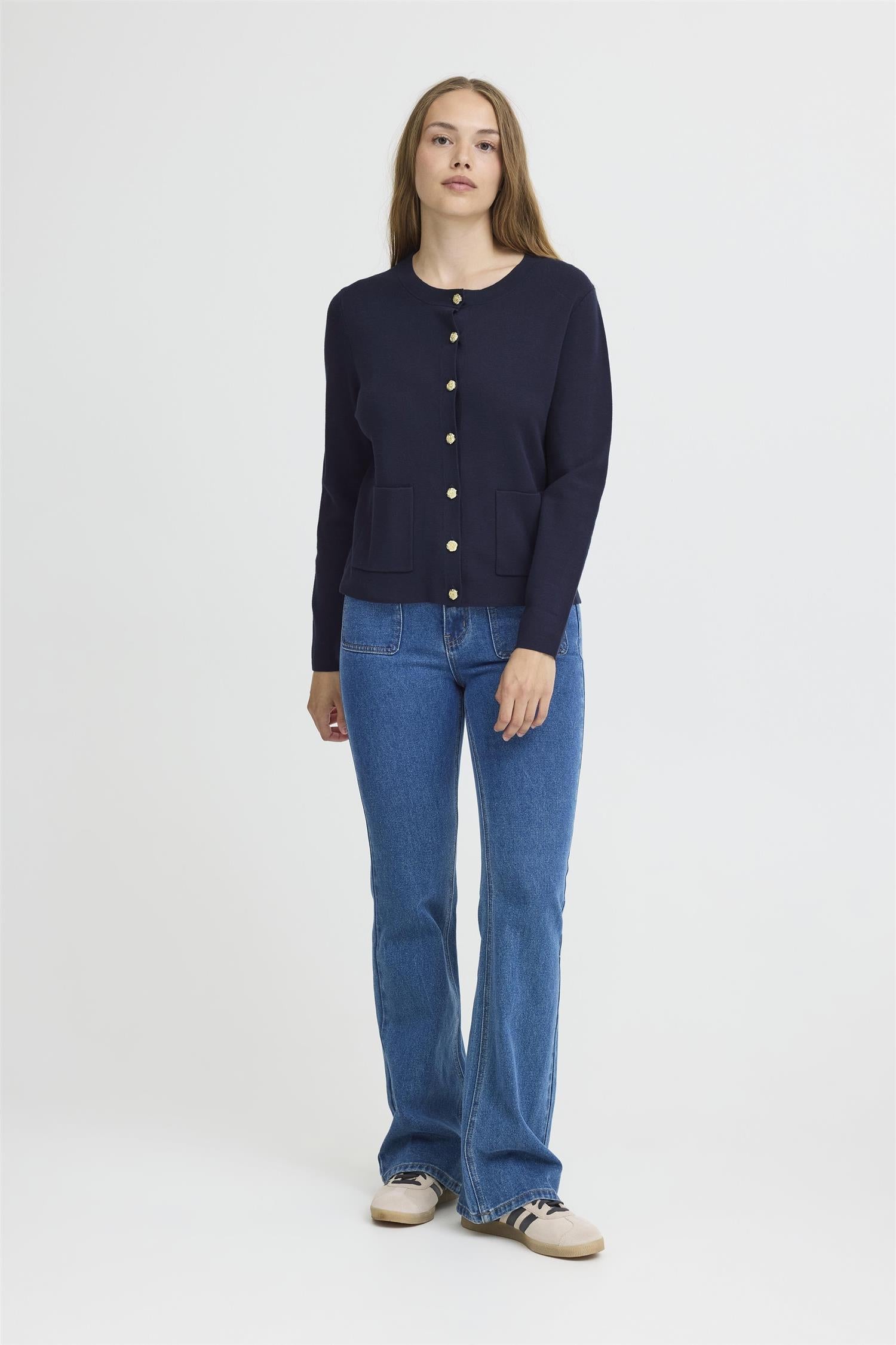 Pzsara Short Cardigan Dark Sapphire