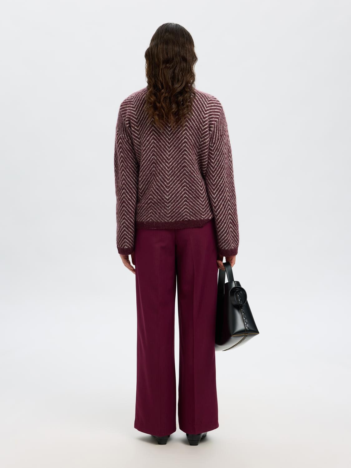 Slflulu Ls Herringbone Knit High Neck Mørkelilla