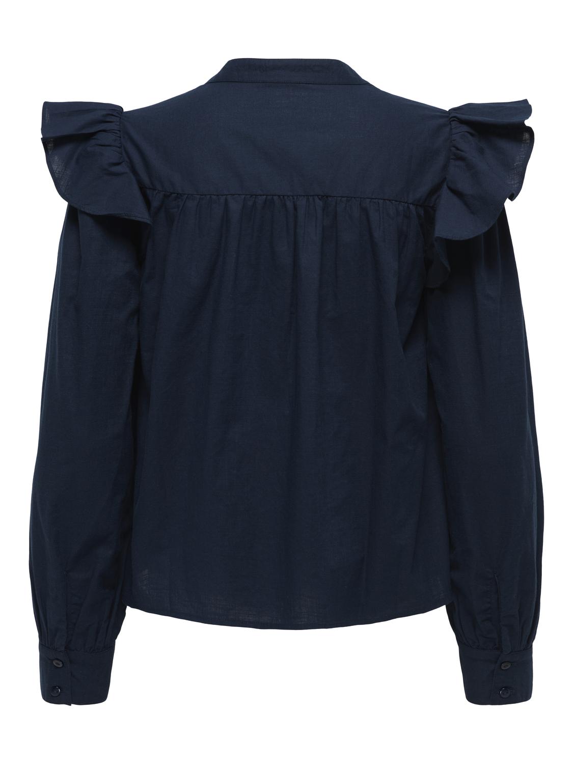 Jdyalba L/s V-Neck Emb Top Wvn Exp Mørkeblå
