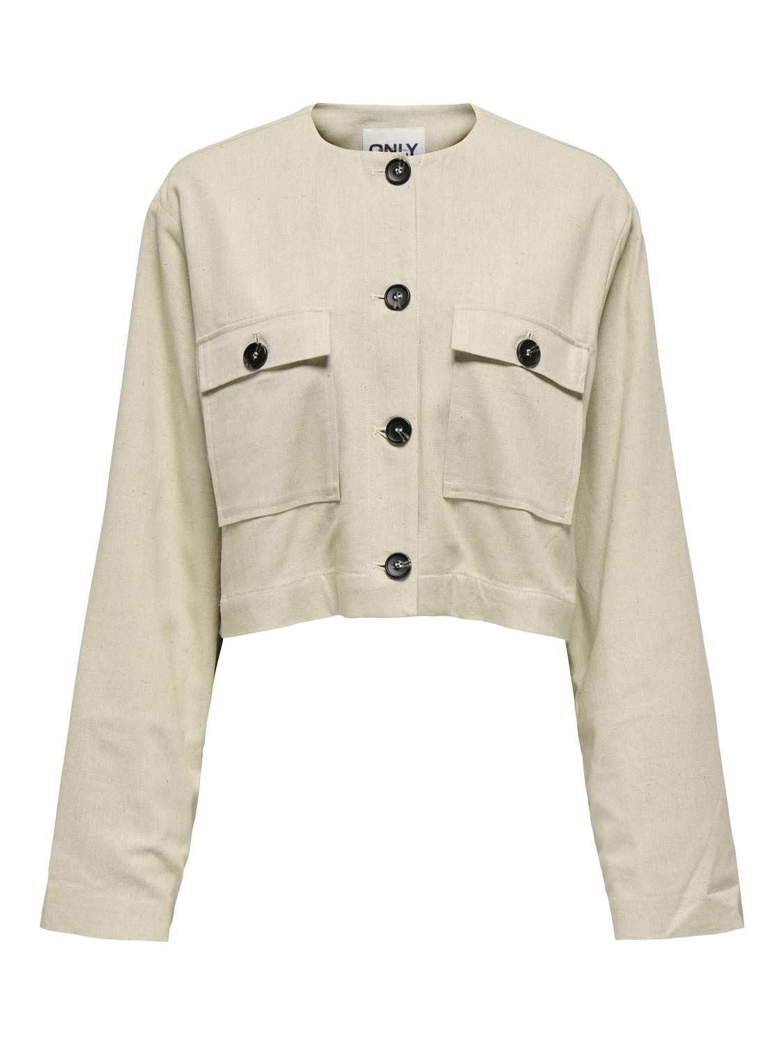ONLPAMPA L/S LINEN BL JACKET PNT Beige