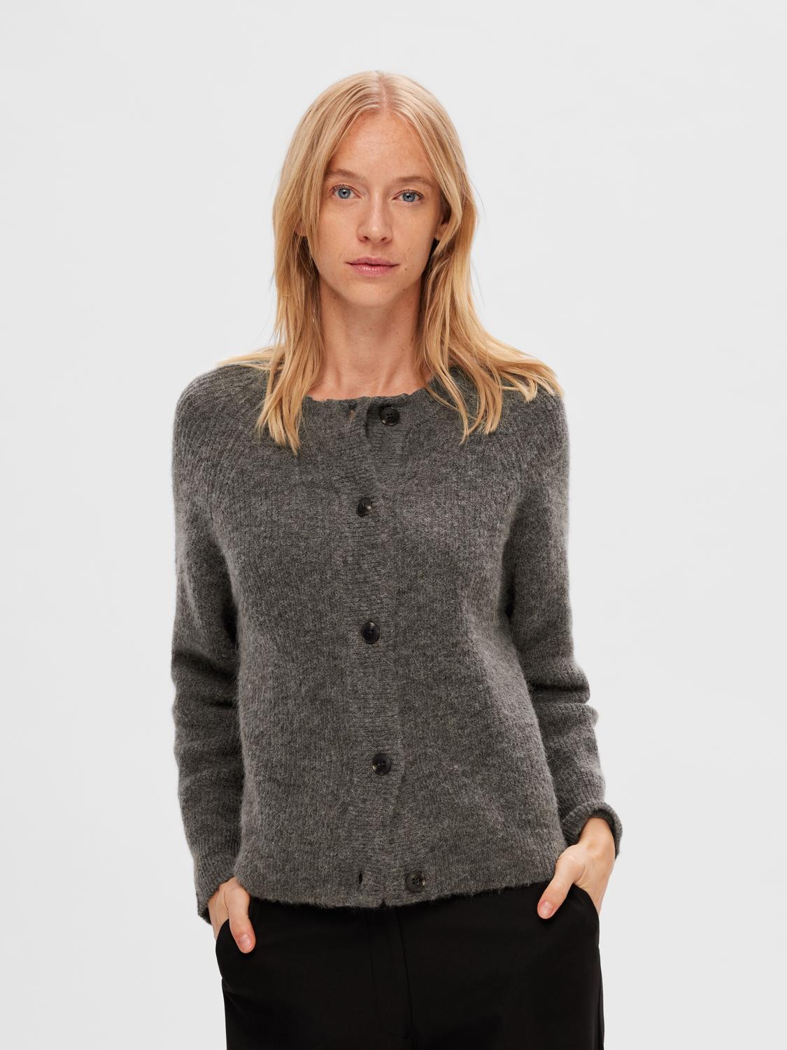 Slflulu Ls Knit Short Cardigan Noos Mellomgrå
