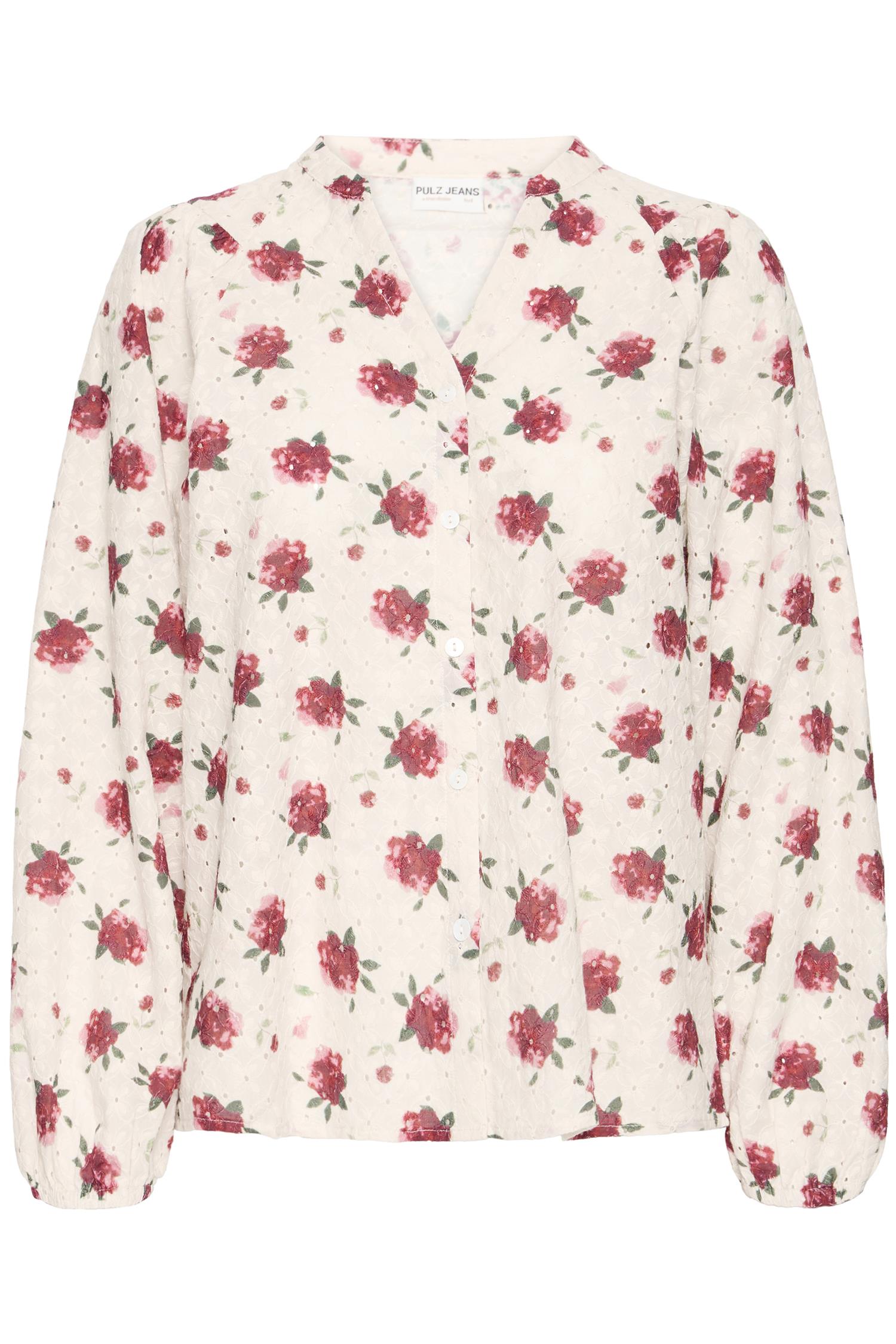 Pzwilla Ls Shirt White Red Flower