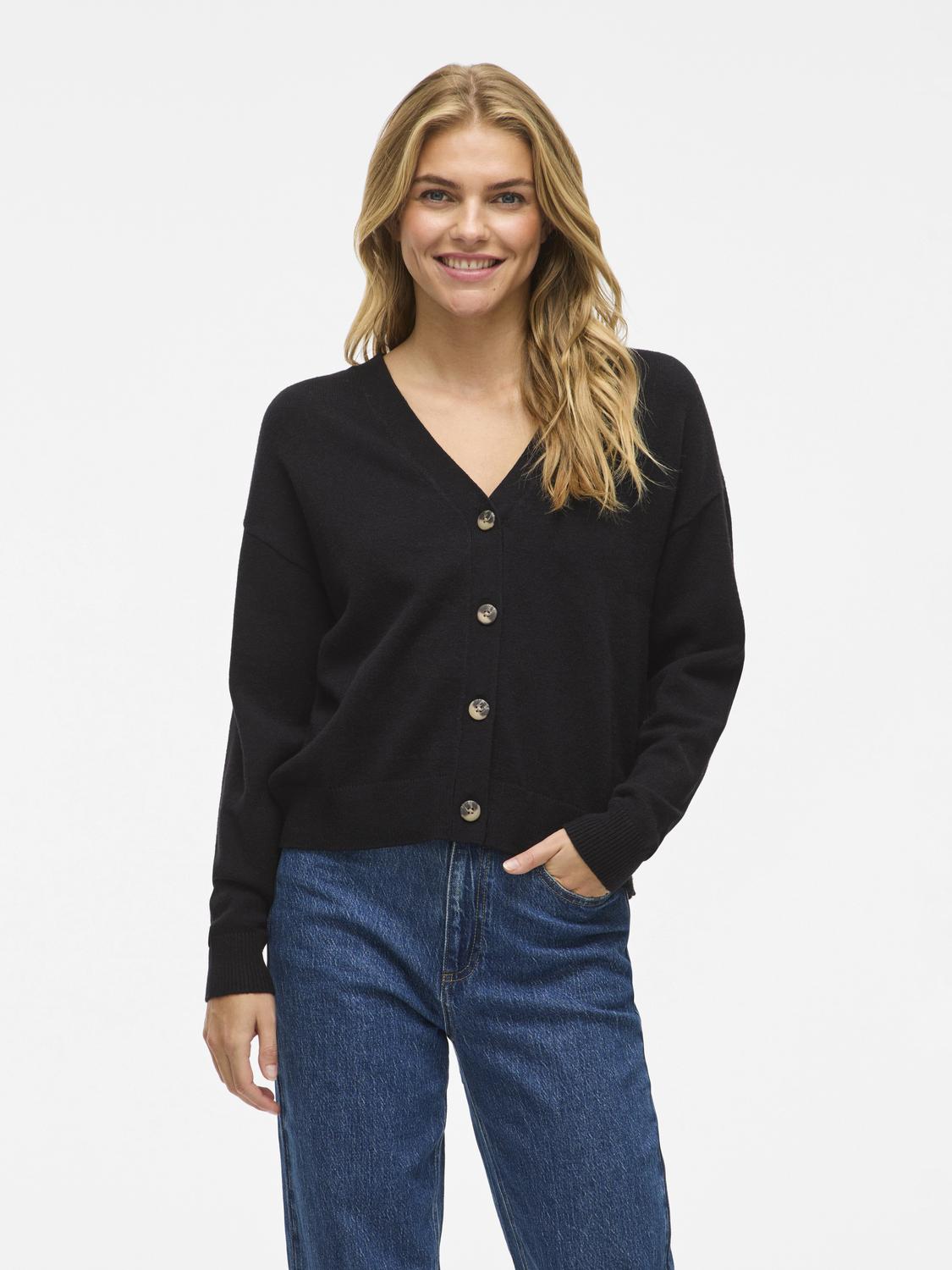 Viril V-Neck Knit Cardigan - Noos Sort