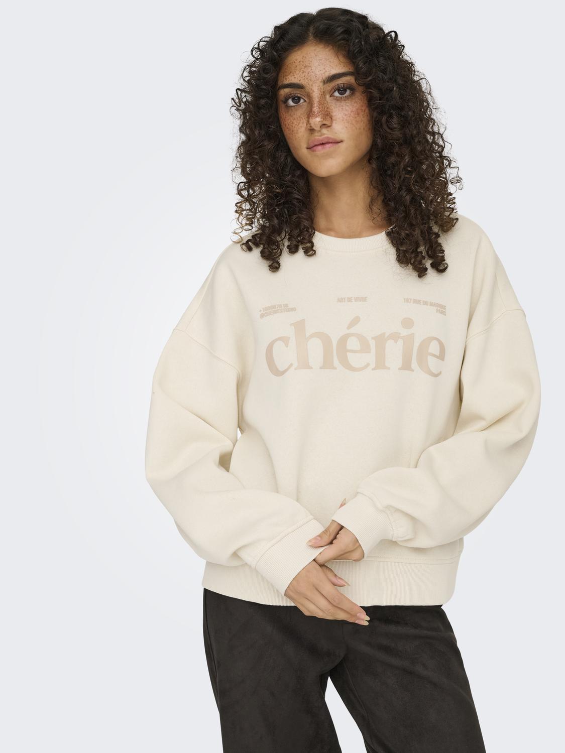 Onlbest L/s Print Crew Neck Swt Lys Beige