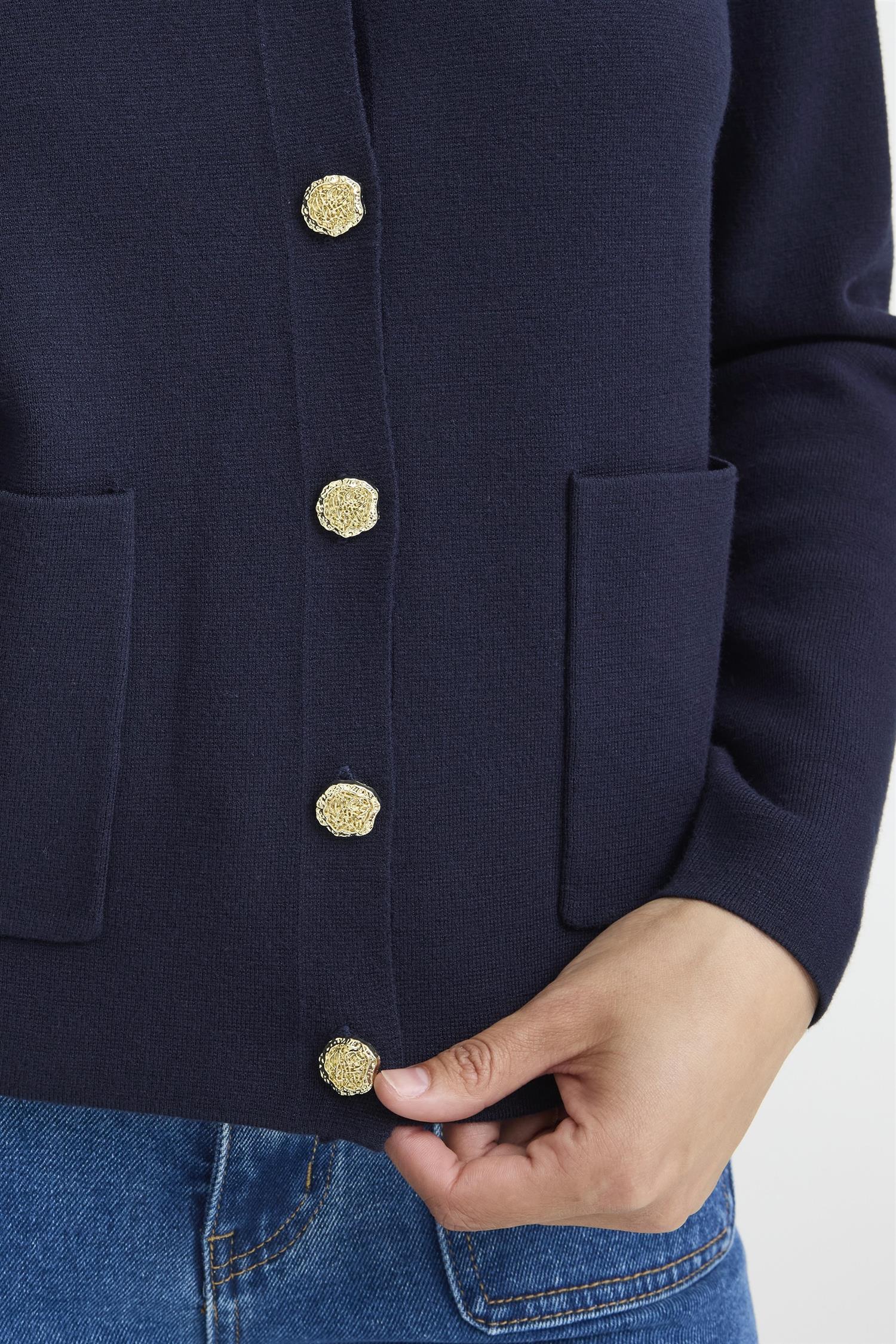 Pzsara Short Cardigan Dark Sapphire