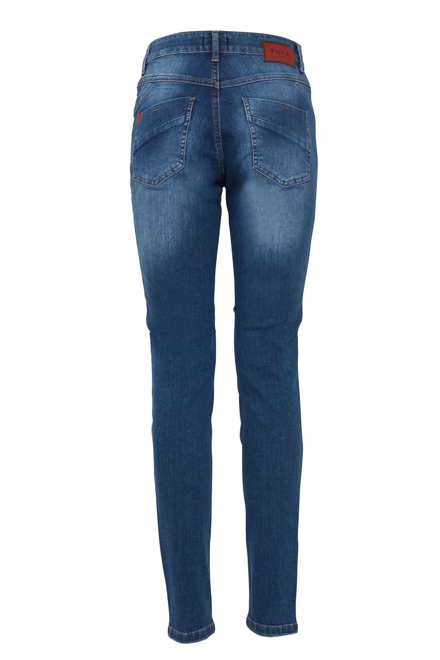 Pzcarmen Hw Jeans Skinny Leg Medium Blue Denim