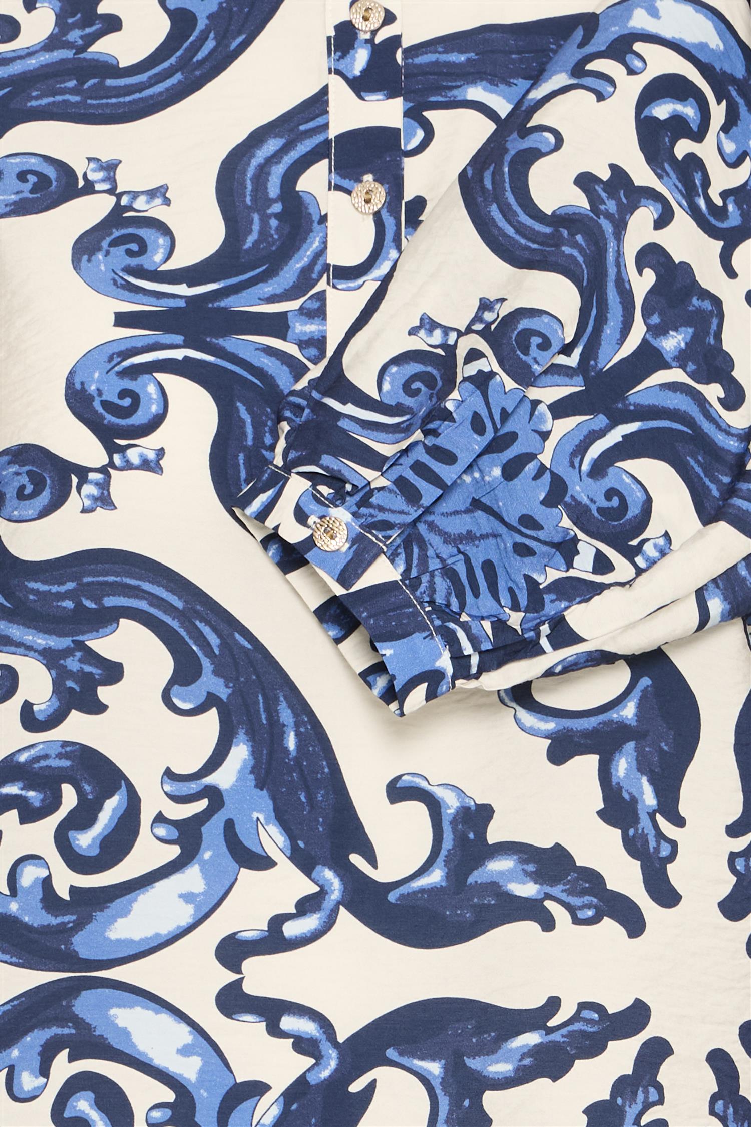 Pzcarrie Blouse Off White Blue Rococo Print