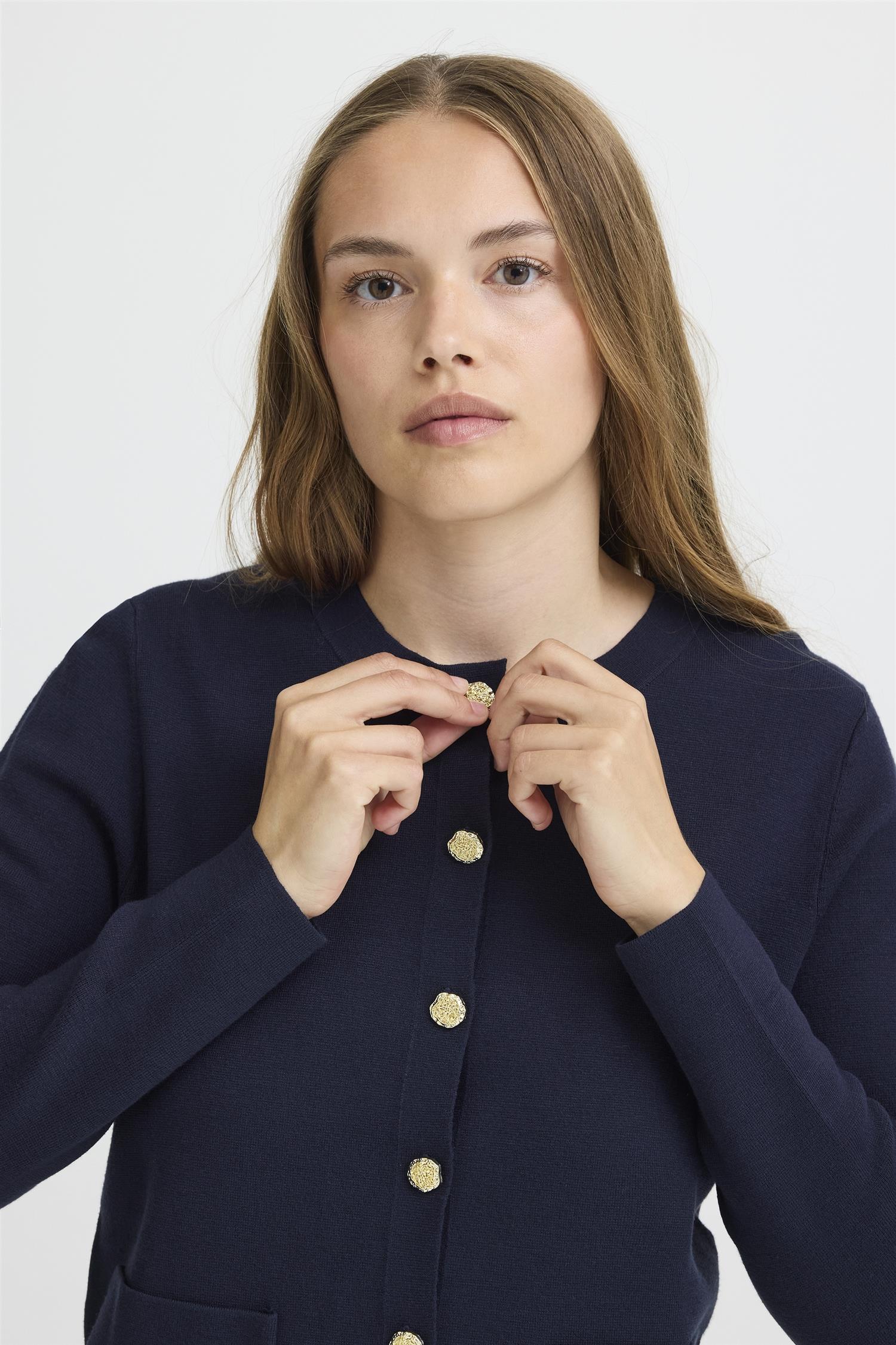 Pzsara Short Cardigan Dark Sapphire