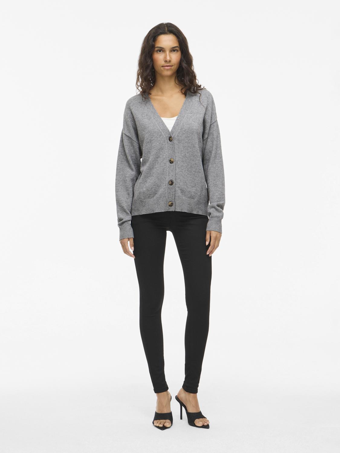 Viril V-Neck Knit Cardigan - Noos Mellomgrå